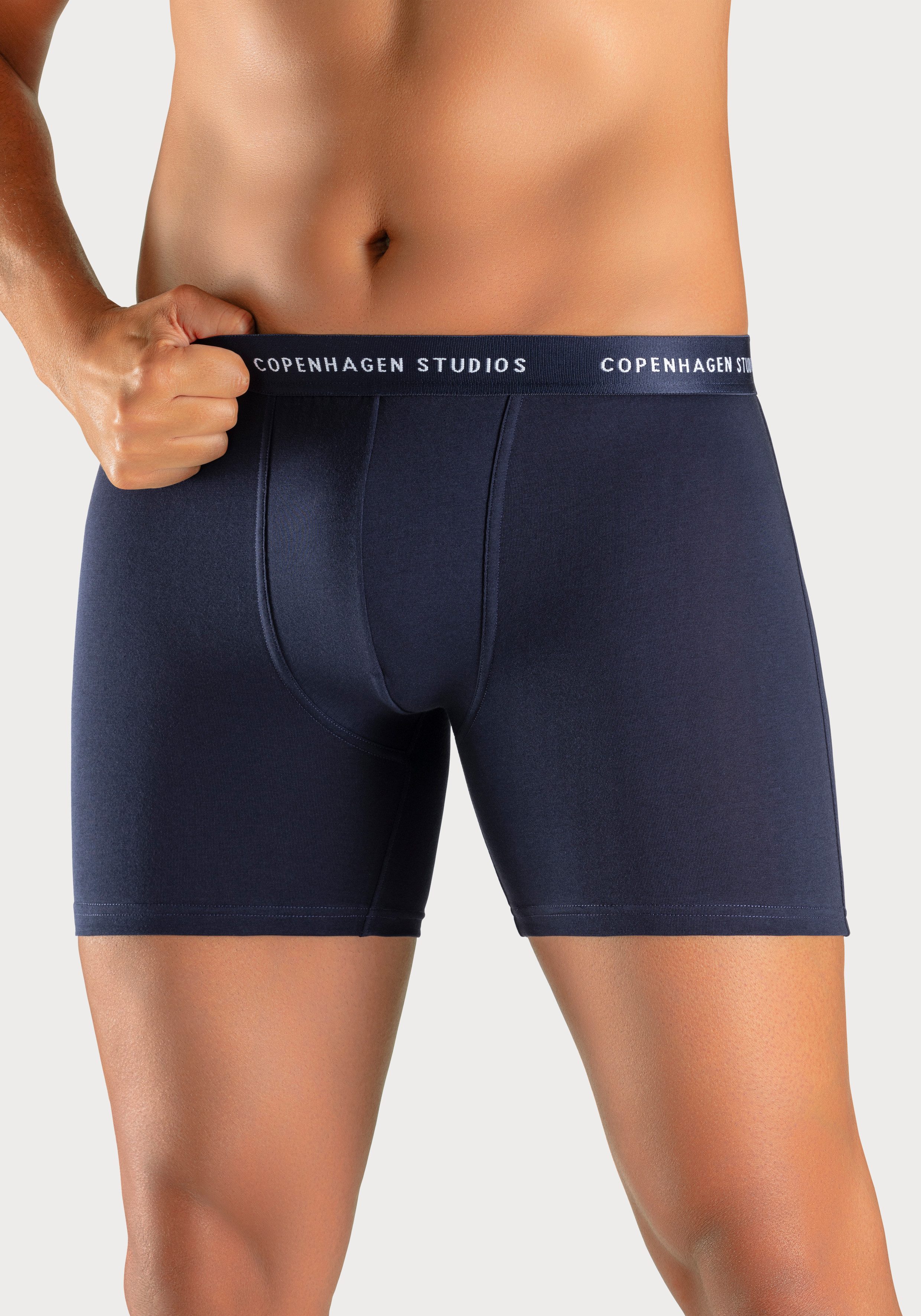 Copenhagen Studios Lange boxershort Boxershorts voor heren met langere pijpen en logo-tailleband (set, 3 stuks)