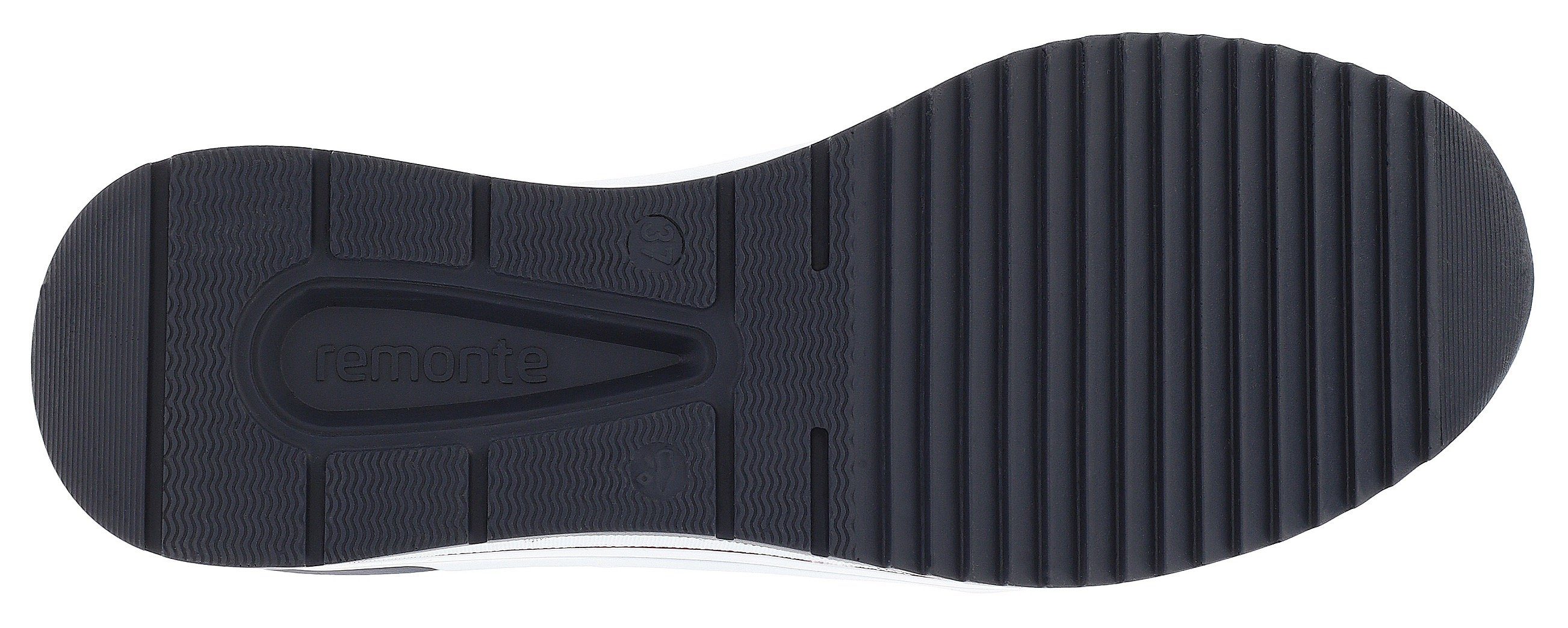 Remonte Sneakers met sleehak , vrijetijdsschoen, lage schoen, veterschoen met metallic contrastaccenten