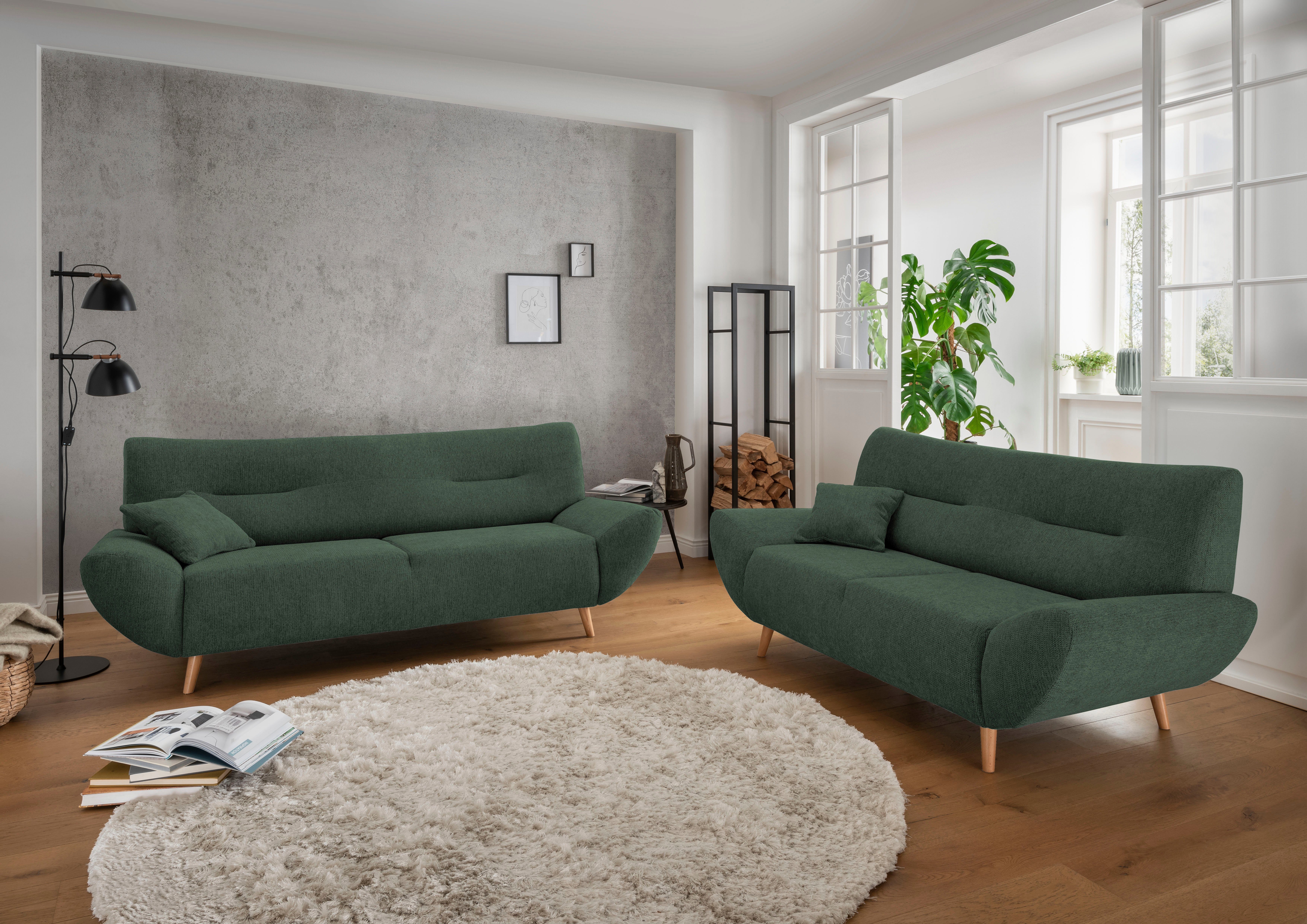 INOSIGN 3-zitsbank Drago, elegant en tijdloos, comfortabel, met houten voet
