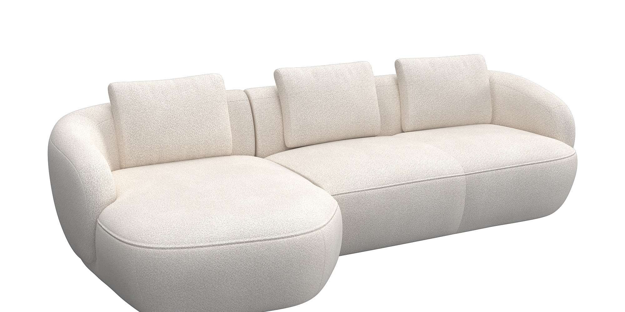 FLEXLUX Zithoek Torino, rond, L-vorm, bankhoek met recamière, longchair-sofa