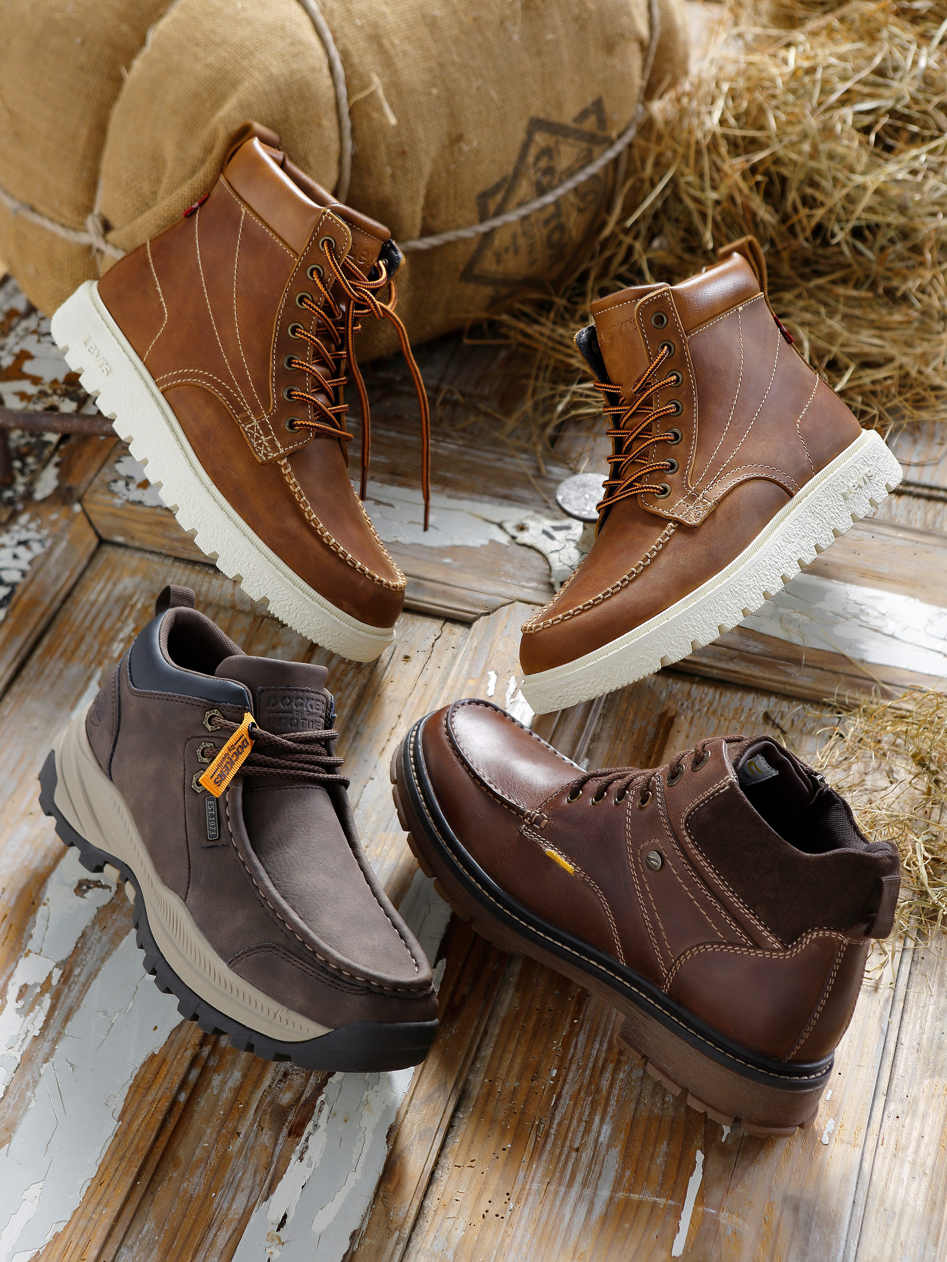 Dockers by Gerli Veterschoenen trekking laarzen, veterschoenen met modieuze mocassin-decoratieve naad