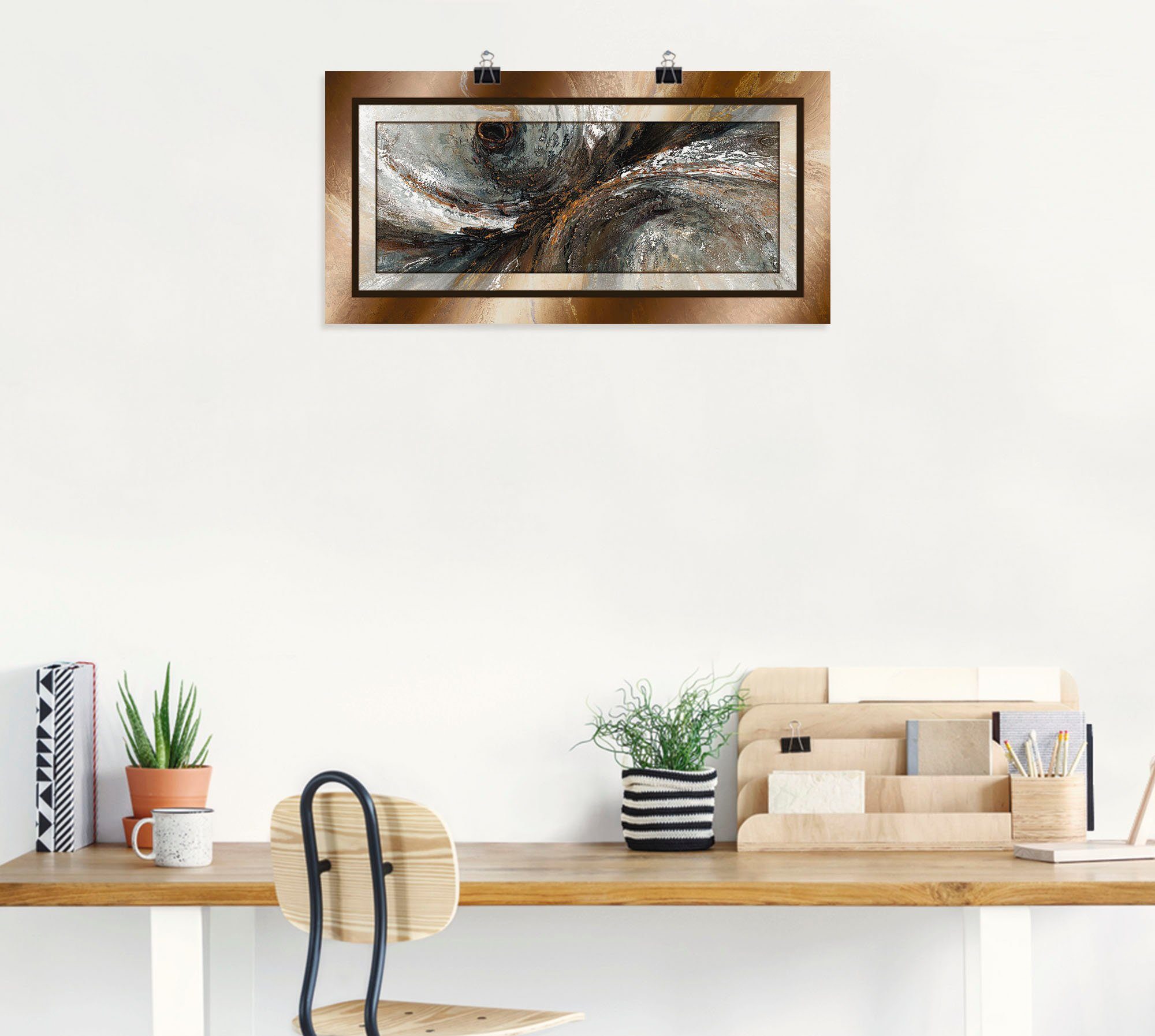 Artland Artprint Goudkleur abstract 2 als artprint van aluminium, artprint voor buiten, artprint op linnen, poster in verschillende maten. maten