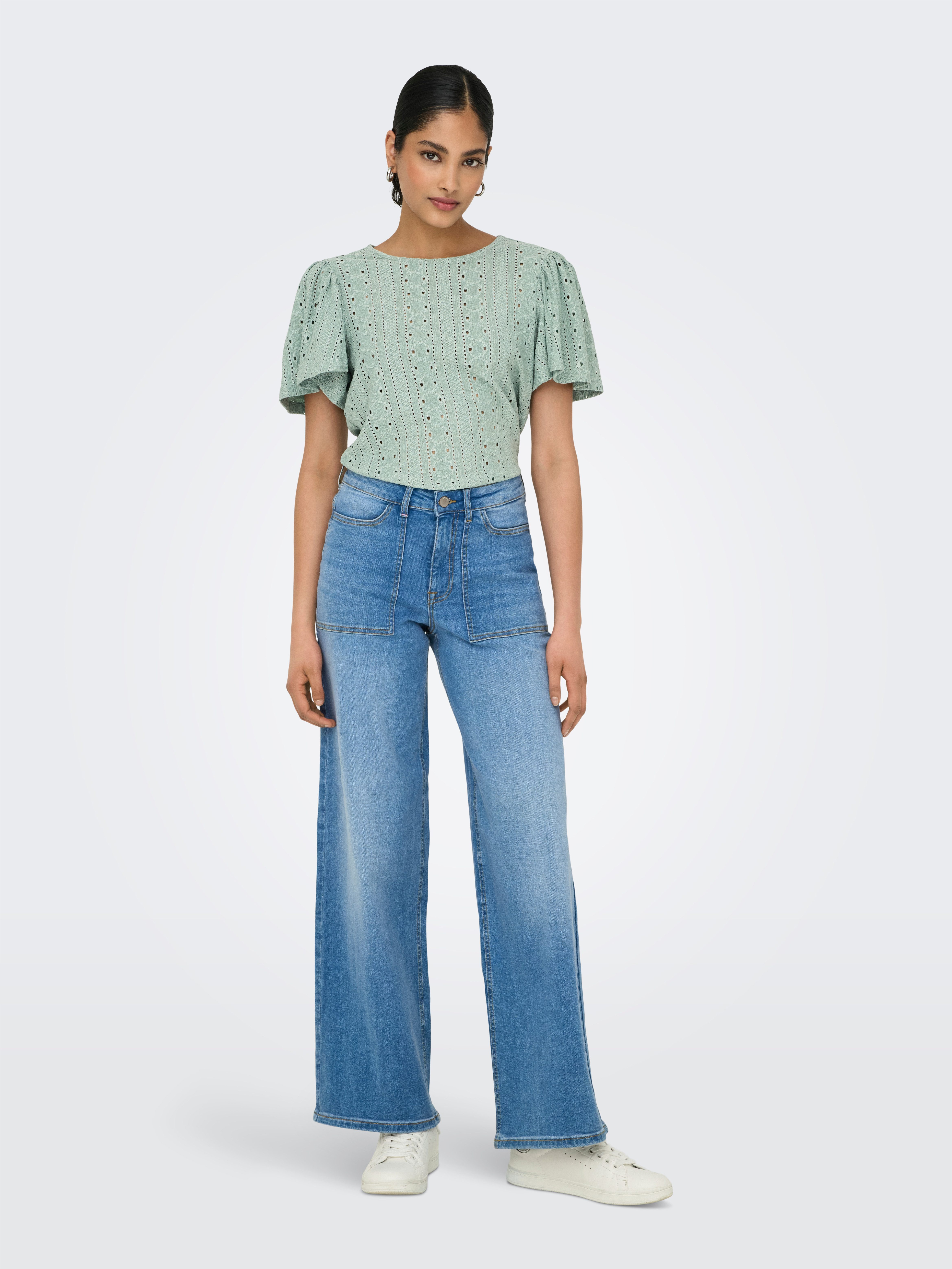 Only Shirt met korte mouwen ONLRIVERSIDE S/S FLAIRED TOP JRS