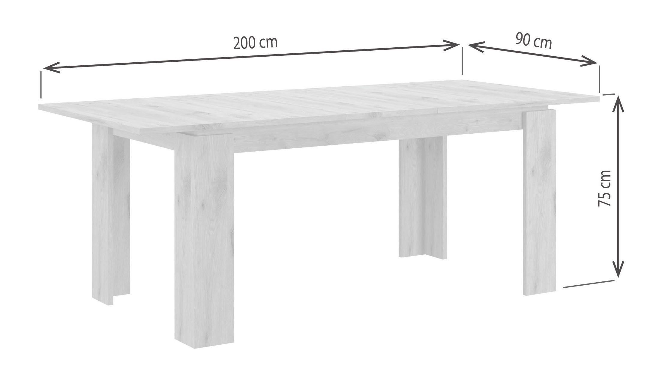 INOSIGN Eettafel Kalmar, rechthoekig, 160 cm uitschuifbaar naar 200 cm, inclusief Inlegplaat