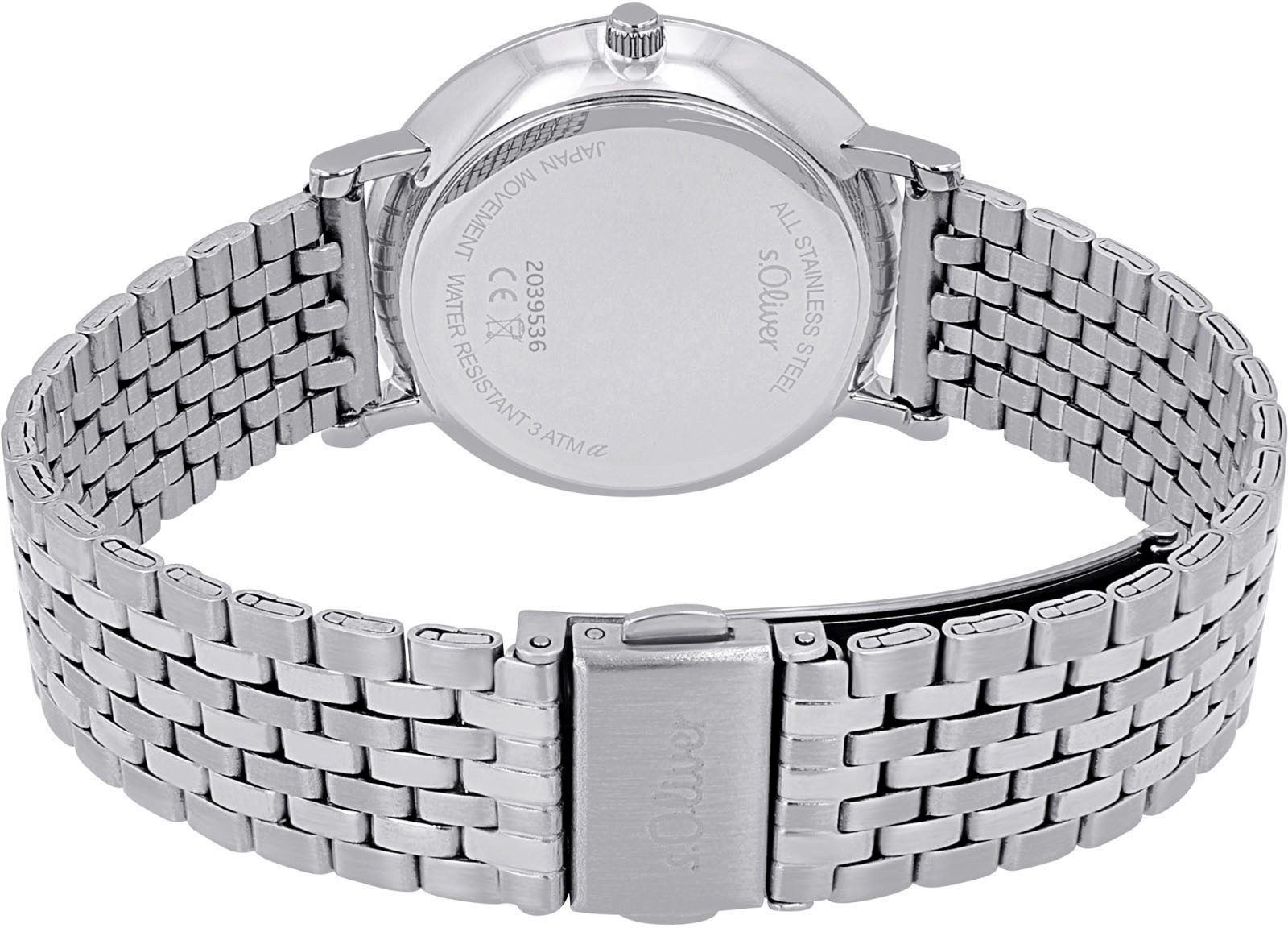 s.Oliver Kwartshorloge Horloge, dameshorloge, stalen band, analoog, zirkonia (synth.)