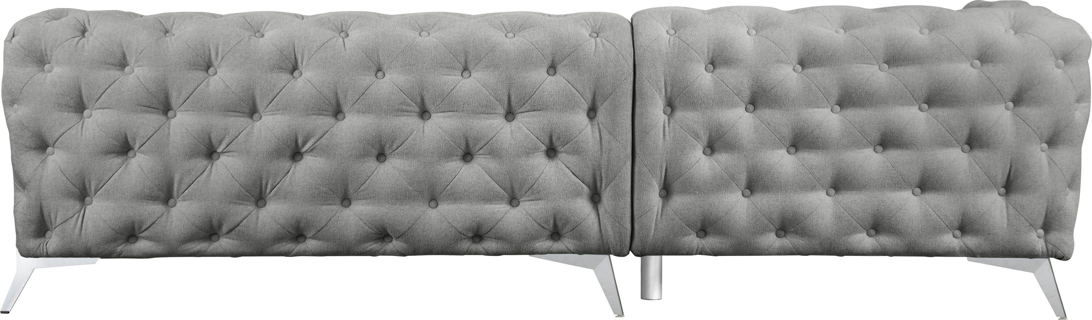 Leonique Chesterfield-bank Amaury L-vorm grote hoekbank, chesterfield-look, breedte 323 cm, kleur van de poten ter keuze
