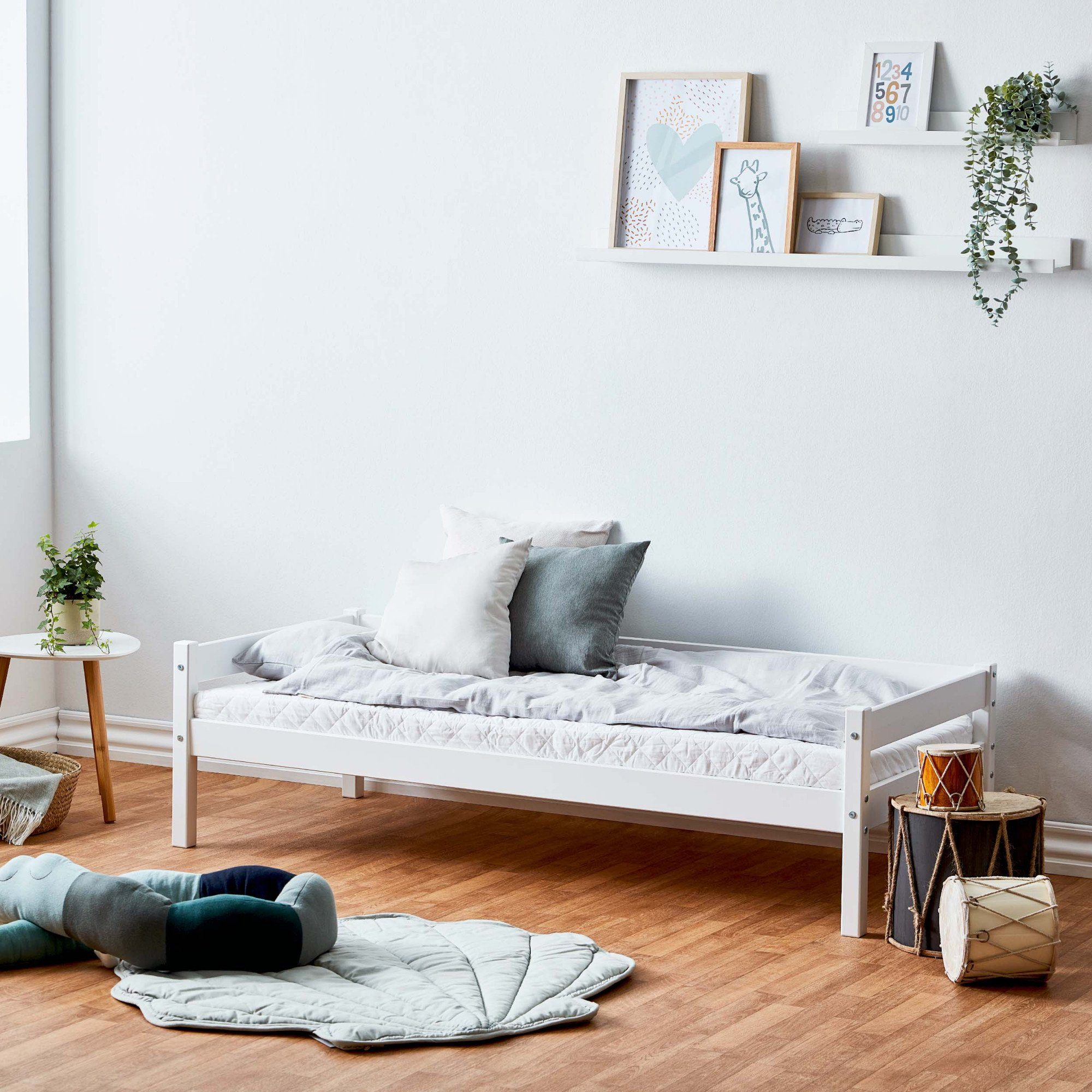 Lüttenhütt Kinderledikant ECO One, eenpersoonsbed, Scandinavisch design optioneel met matras, ligoppervlak 70 x 160 cm