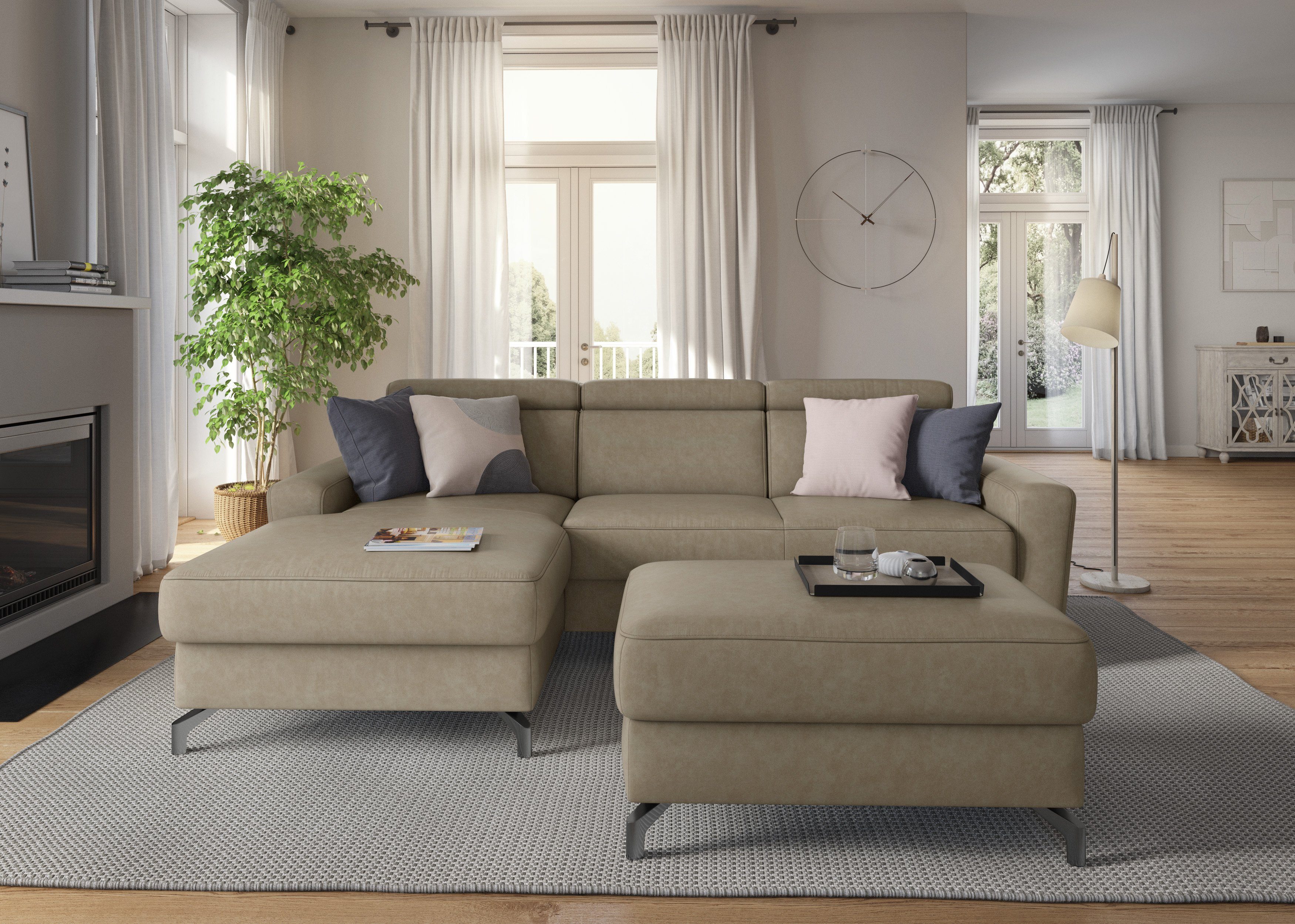 sit&more Hoekbank Scarlett L-vorm met verstelbare hoofdsteun, naar keuze met slaapfunctie, bedkist
