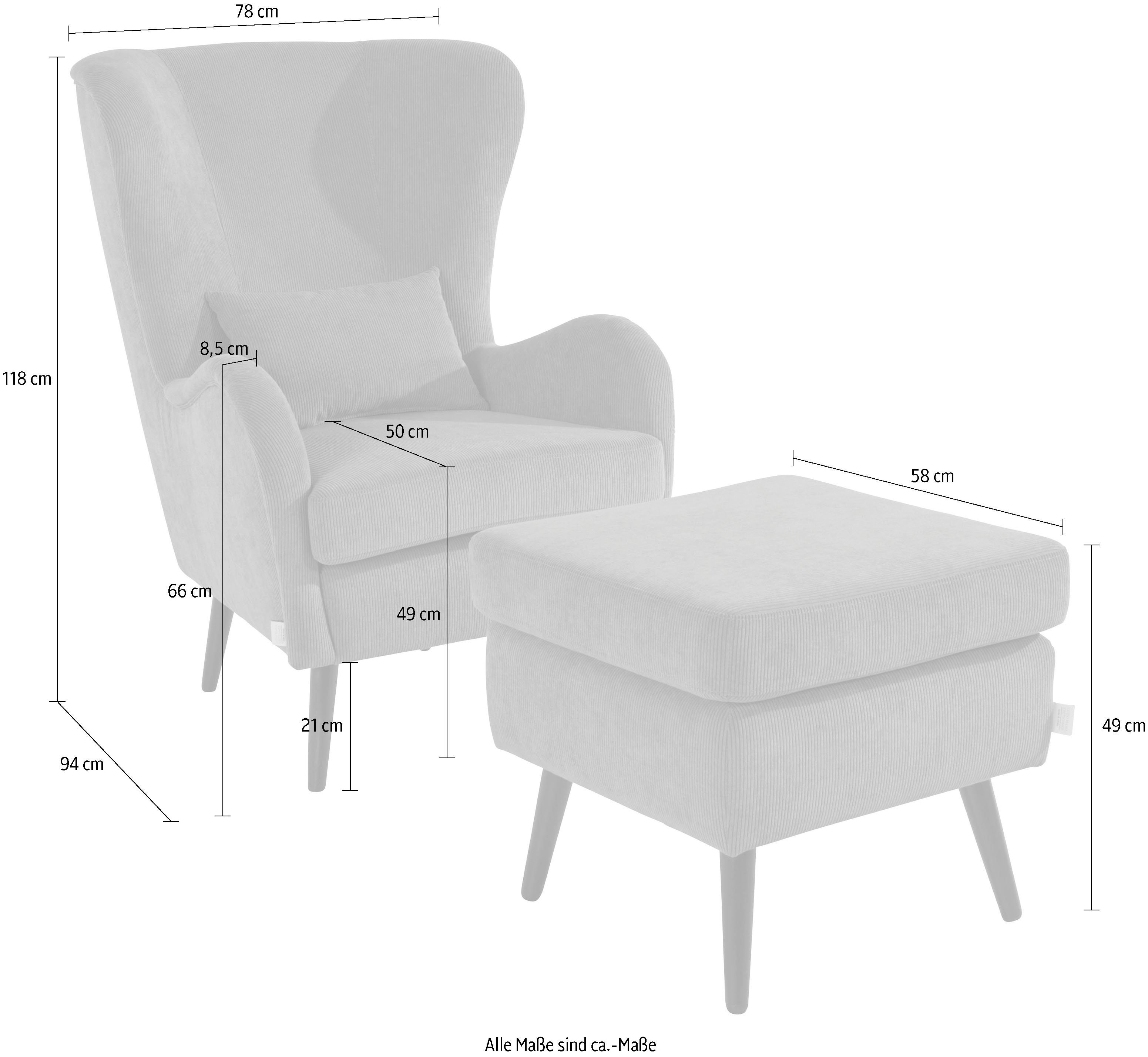 Guido Maria Kretschmer Home&Living Fauteuil Salla ook in imitatiebont en fijn corduroy, veel bekledingsopties, oorfauteuil (set)