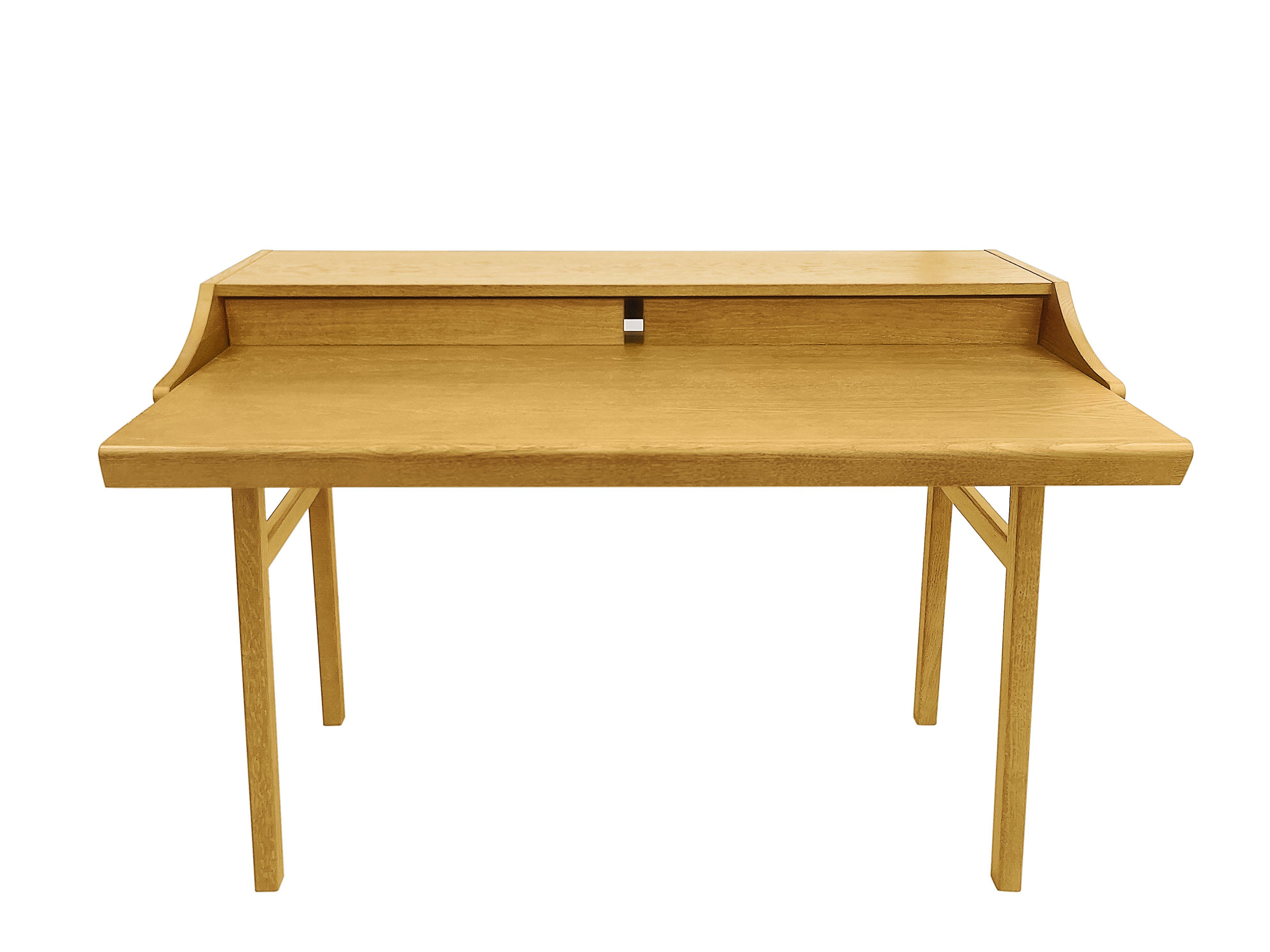 Woodman Bureau Carteret chique houtfineer van eiken, frame massief hout, breedte 115 cm
