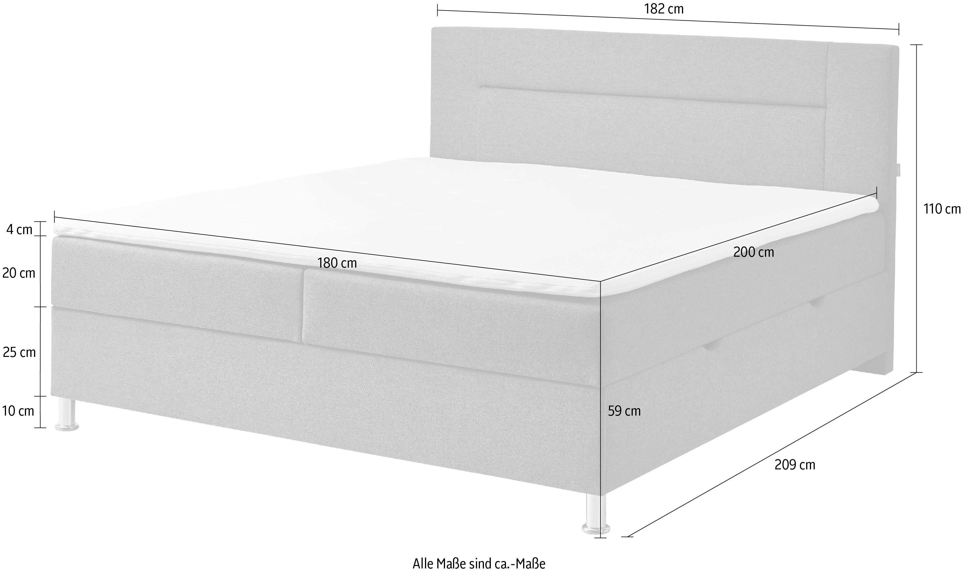 INOSIGN Boxspring Escalon met opbergruimte, inclusief topper beschikbaar in de breedtes 120x200 cm en 180x200 cm