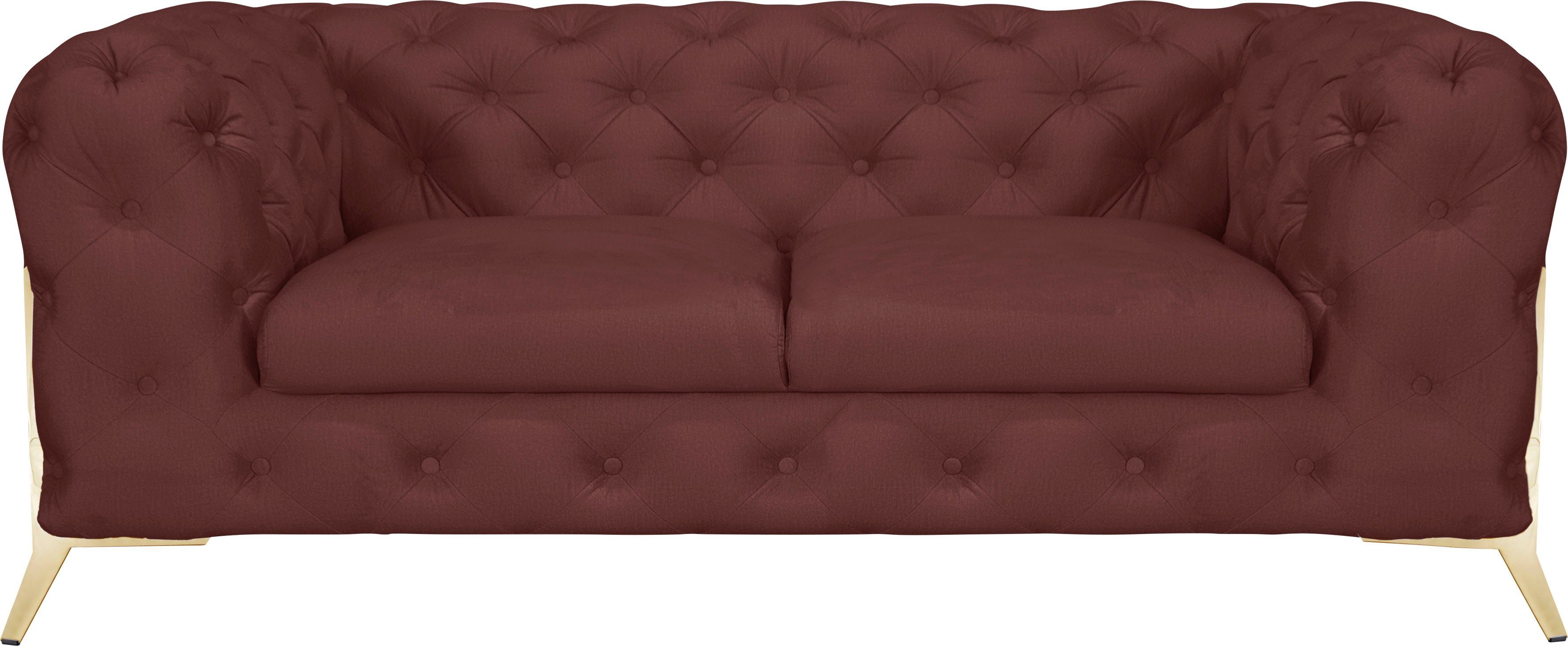 Leonique Chesterfield-bank Amaury luxueuze capitonnage, moderne chesterfield look, kleur van de poten ter keuze roze, chesterfield banken, 185 cm