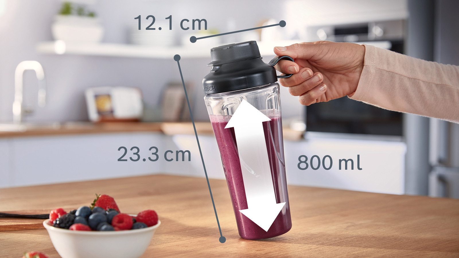 BOSCH Drinkfles MMZBT01B geschikt voor optimum keukenmachine en vitapower series 4 blender (set, 1-delig)