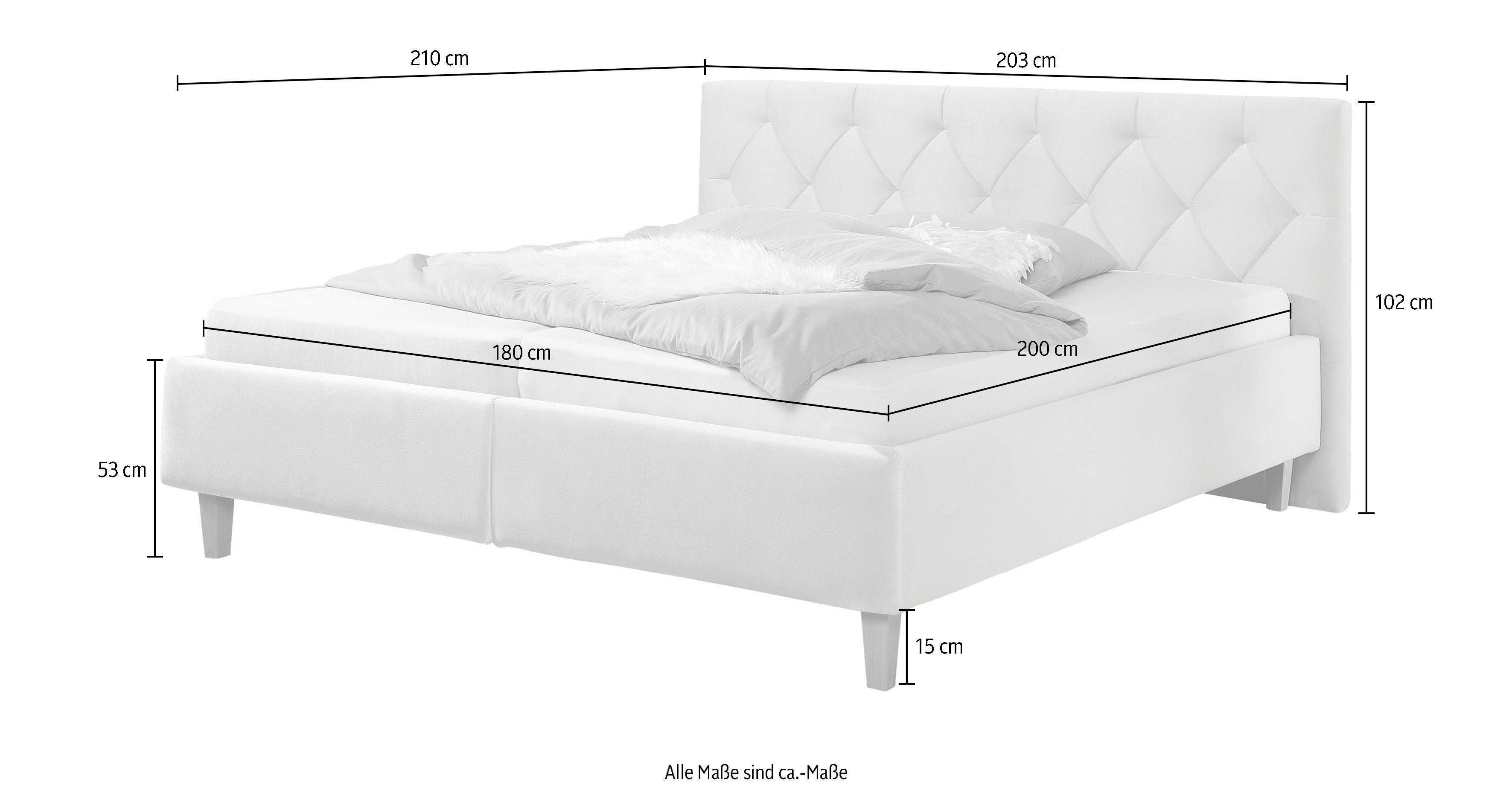 Guido Maria Kretschmer Home&Living Gestoffeerd bed Sunley 100 Kruisstiksel, hoofdbordhoogte 102 cm, zonder of met matras/lattenbodem