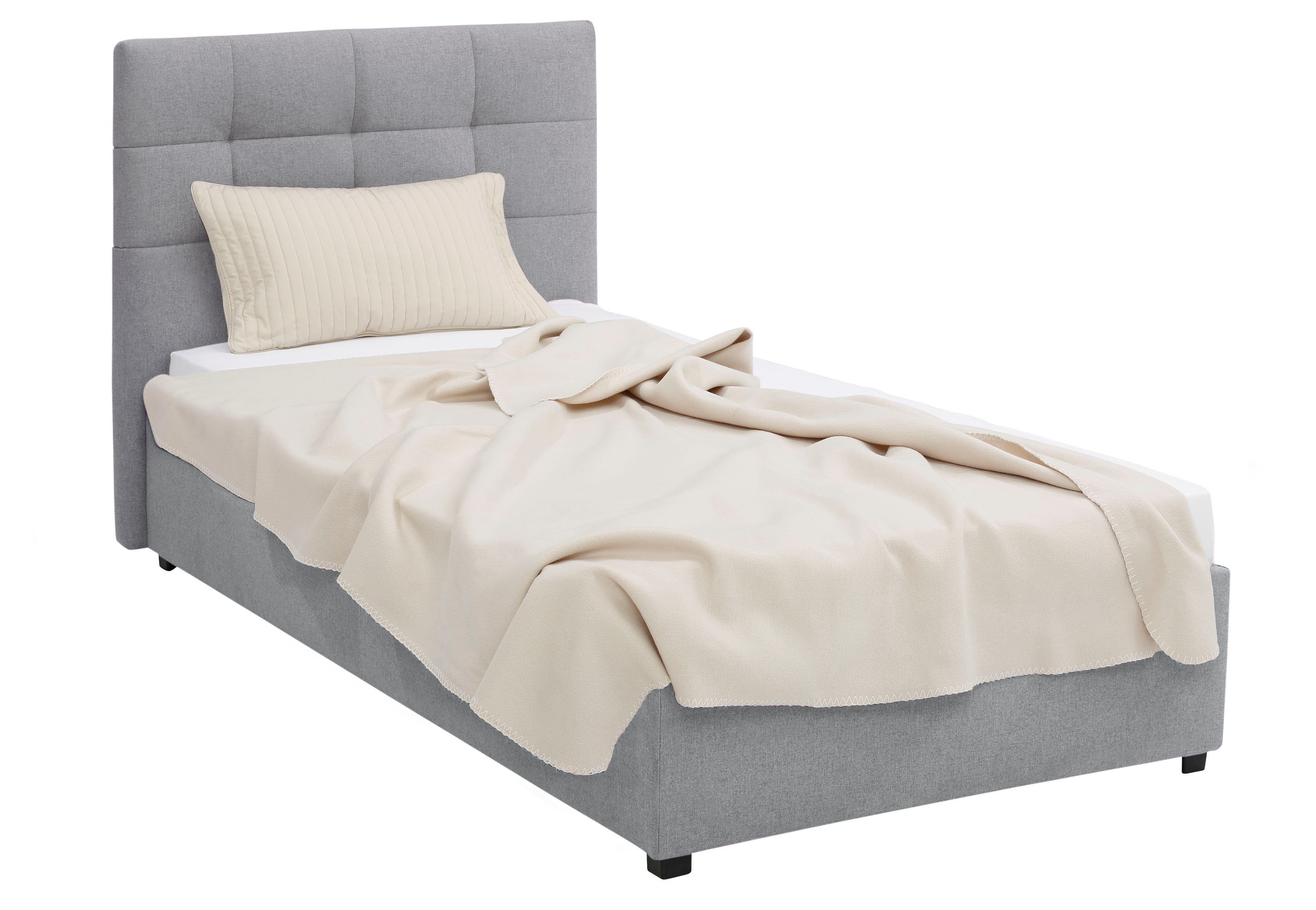 Lüttenhütt Gestoffeerd bed Endres met bedkist, naar keuze zonder matras/lattenbodem of incl. matras