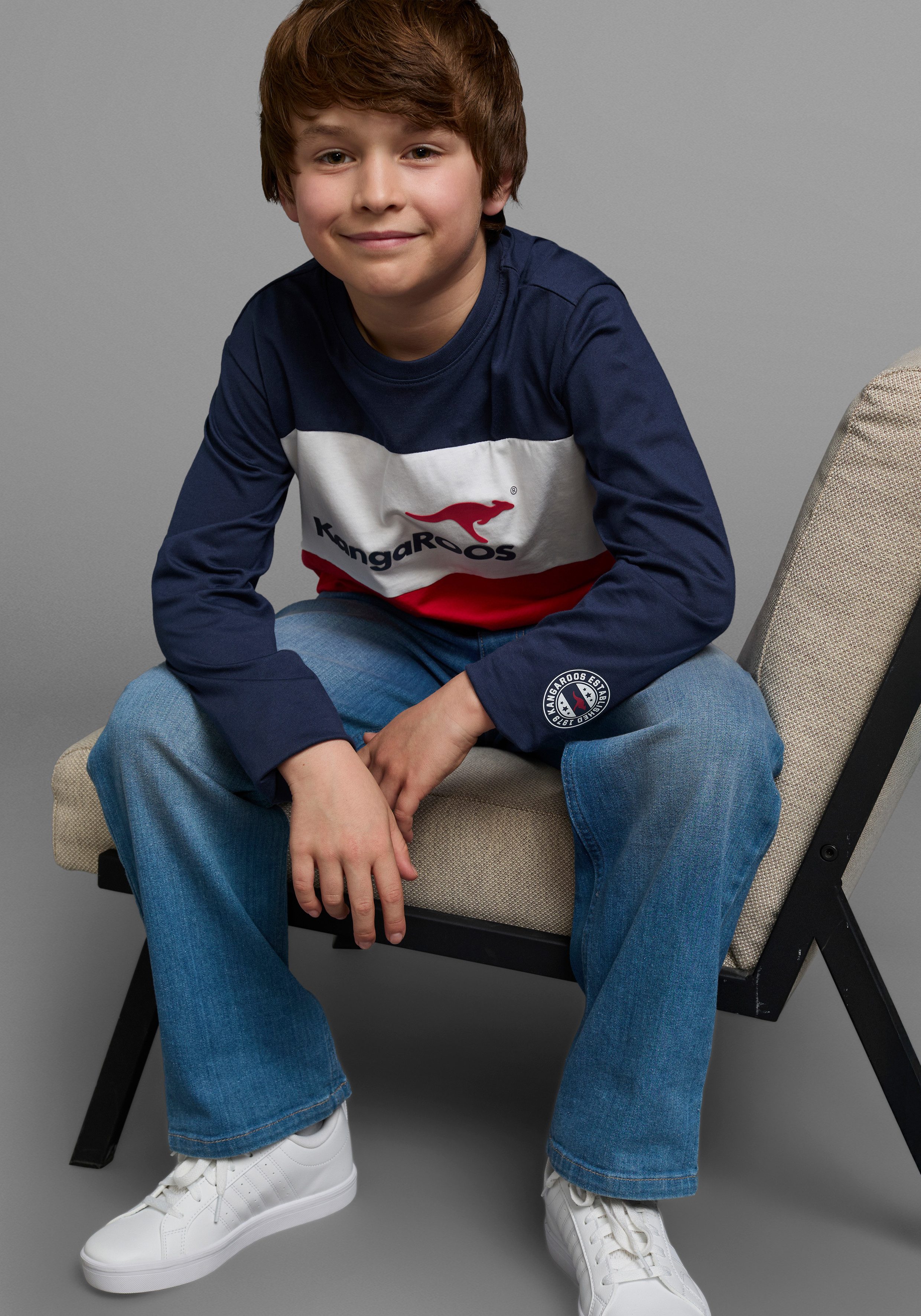 KangaROOS Shirt met lange mouwen In geweldig colorblocking-design Lange mouwen, basic pasvorm, met opvallende print