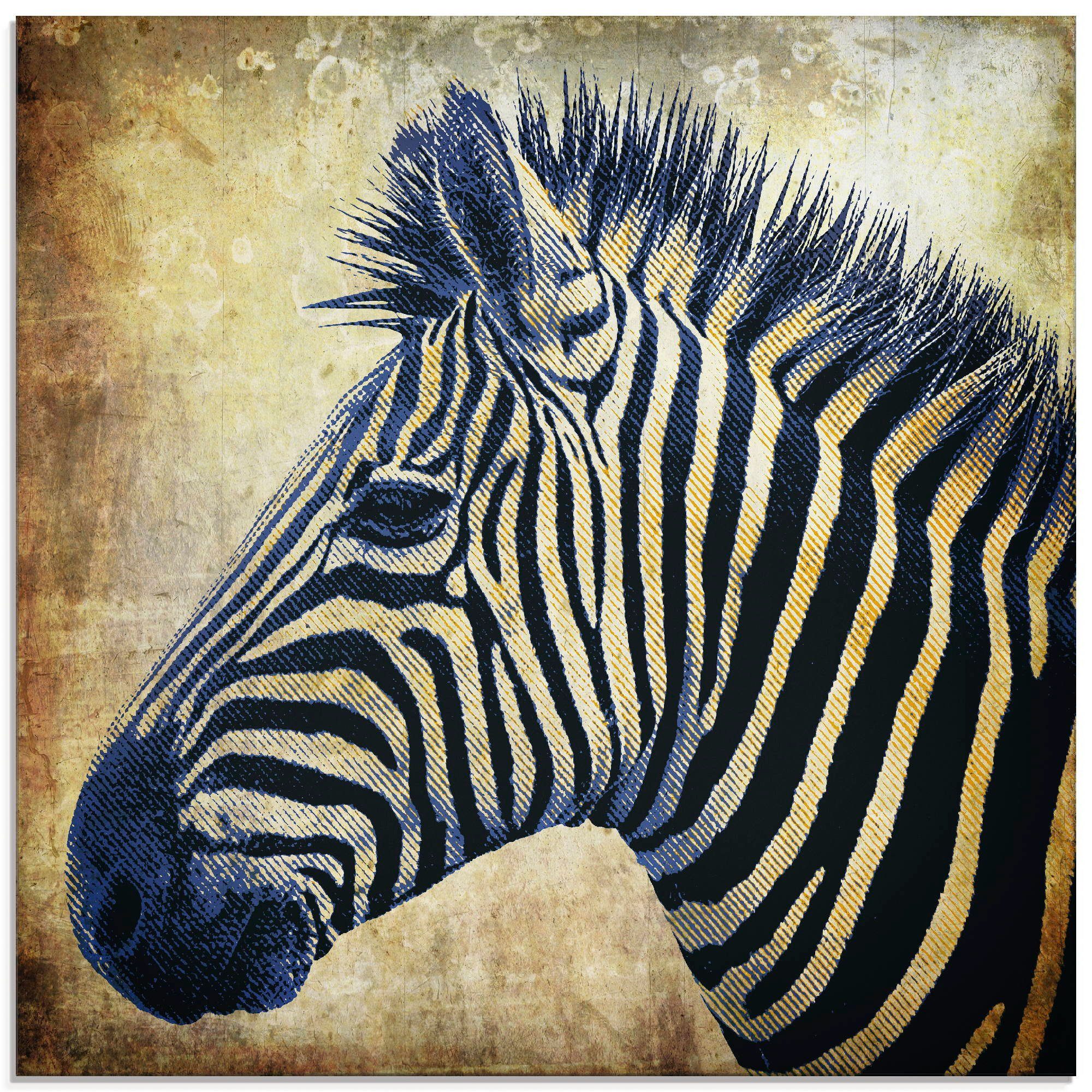 Artland Print op glas Zebra portret PopArt (1 stuk)