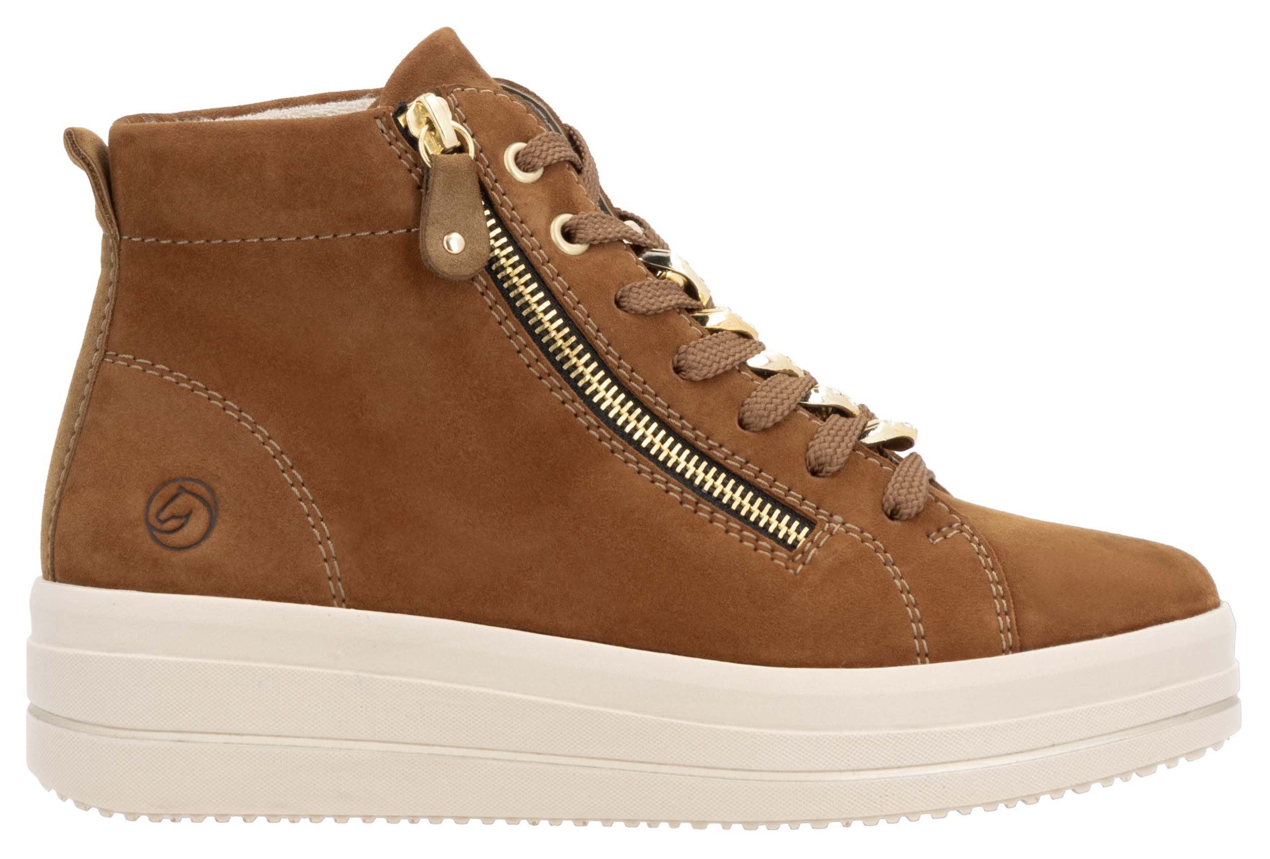 Remonte Plateausneakers Elisabeth Hurley-Collection vrijetijdsschoen, high-top sneaker, veterschoen, zijrits