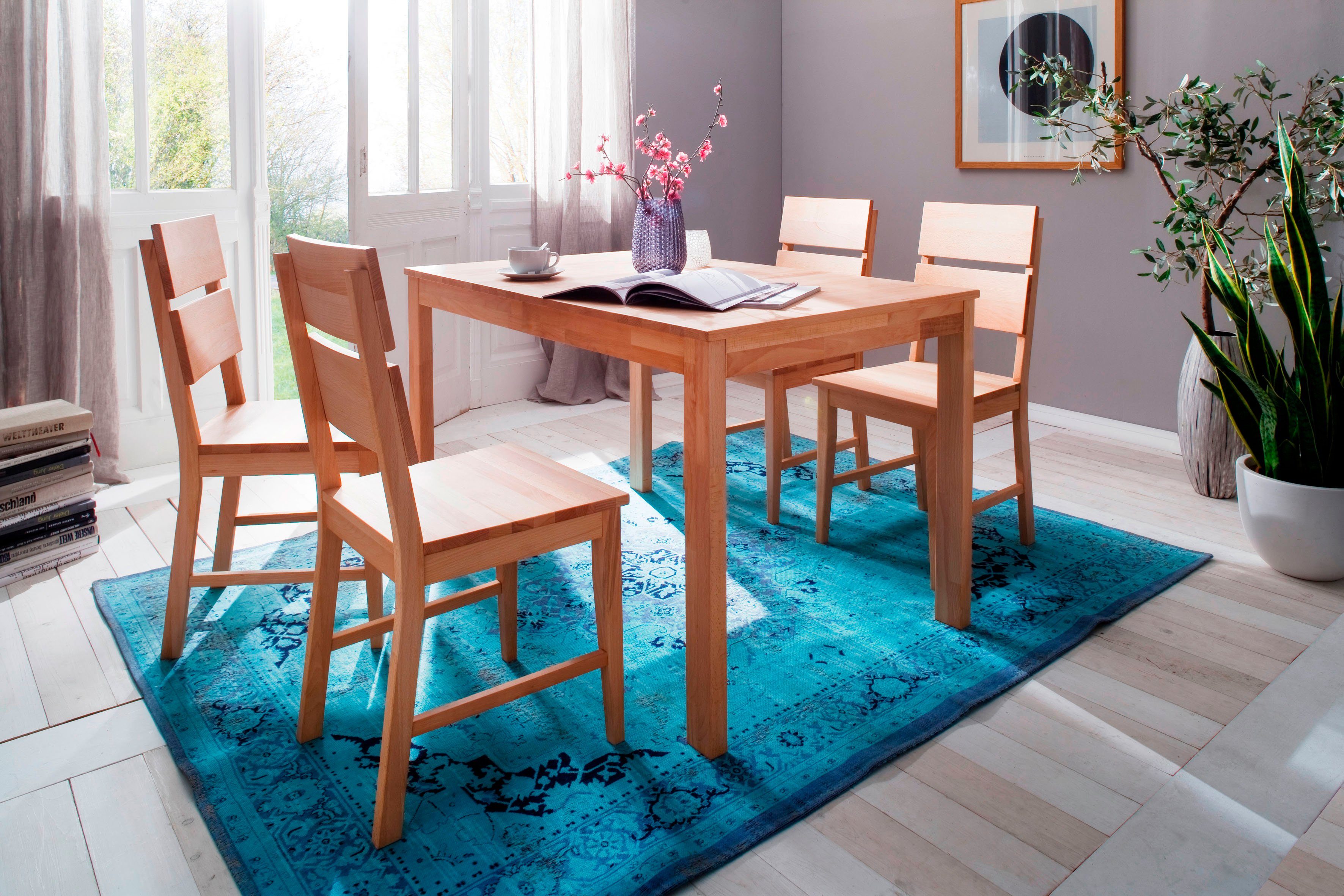 MCA living Eettafel Alfons, TOPSELLER! Massief houten tafel in geolied wildeiken, belastbaar tot 50 kg