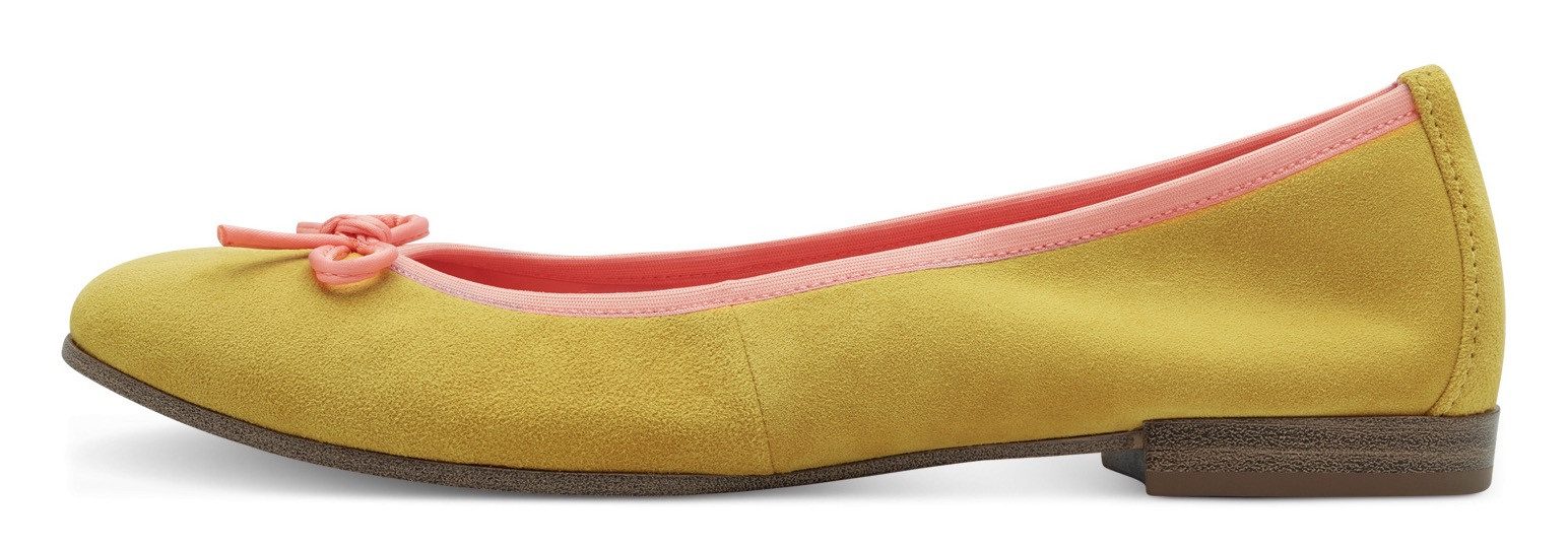Tamaris Ballerina's , blockhak, business schoen, instapschoen met schattige decoratieve strik