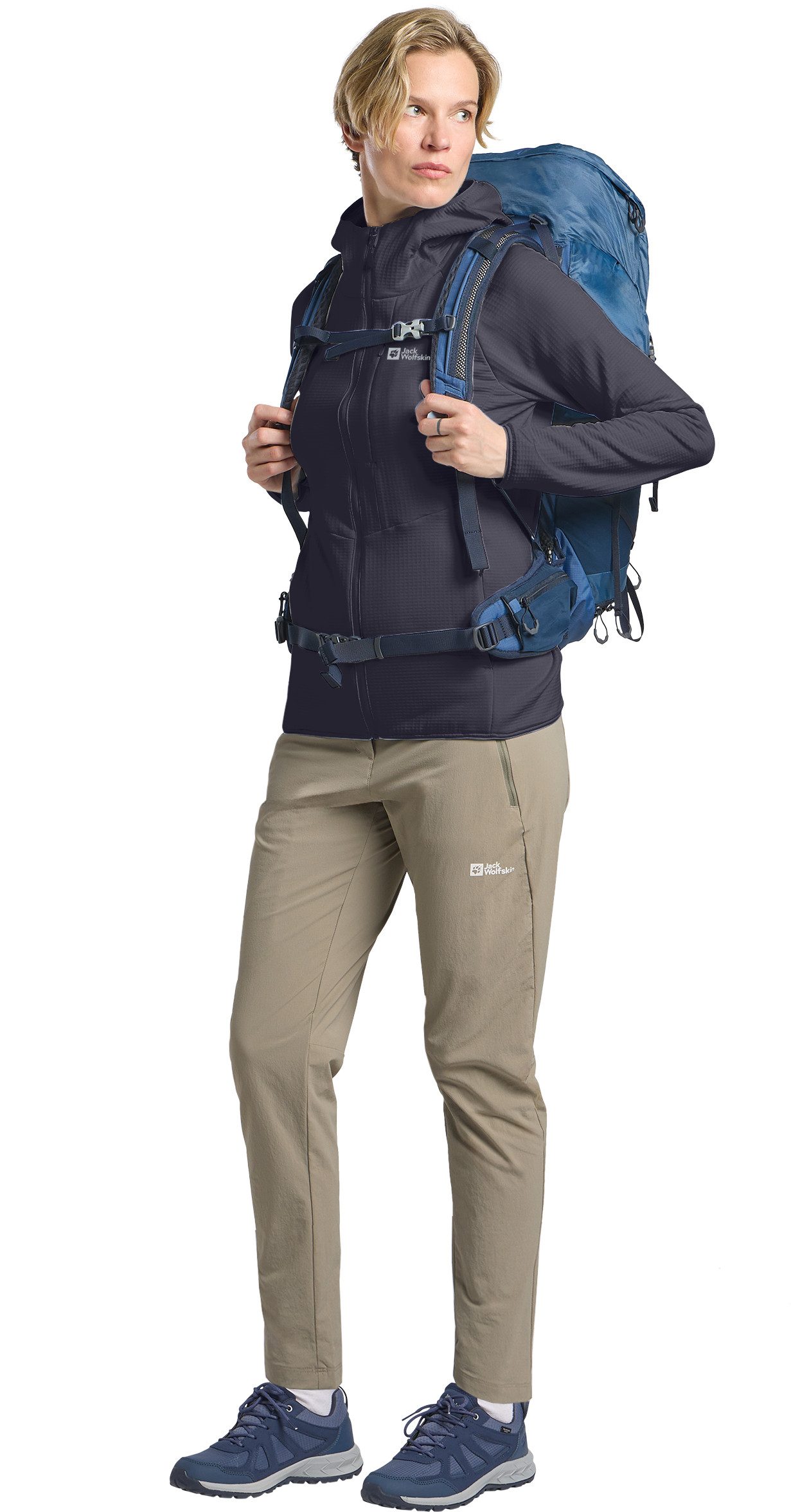Jack Wolfskin Fleecejack met capuchon KOLBENBERG HOODED FZ W Gaasfleece, overgangsjas, ademend