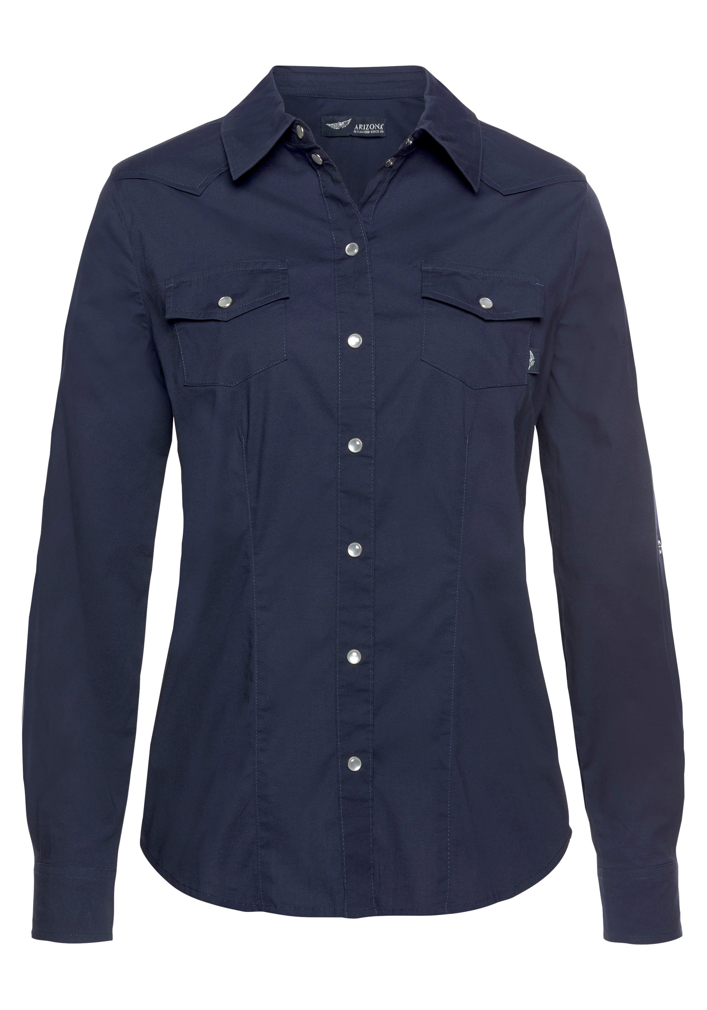 Arizona Overhemdblouse Met drukknopen in parelmoer-look