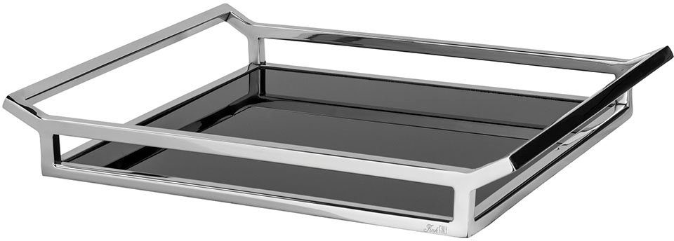 Fink Decoratief dienblad Piano, zilverkleur/zwart, rechthoekig zilverkleur/zwart (1 stuk)
