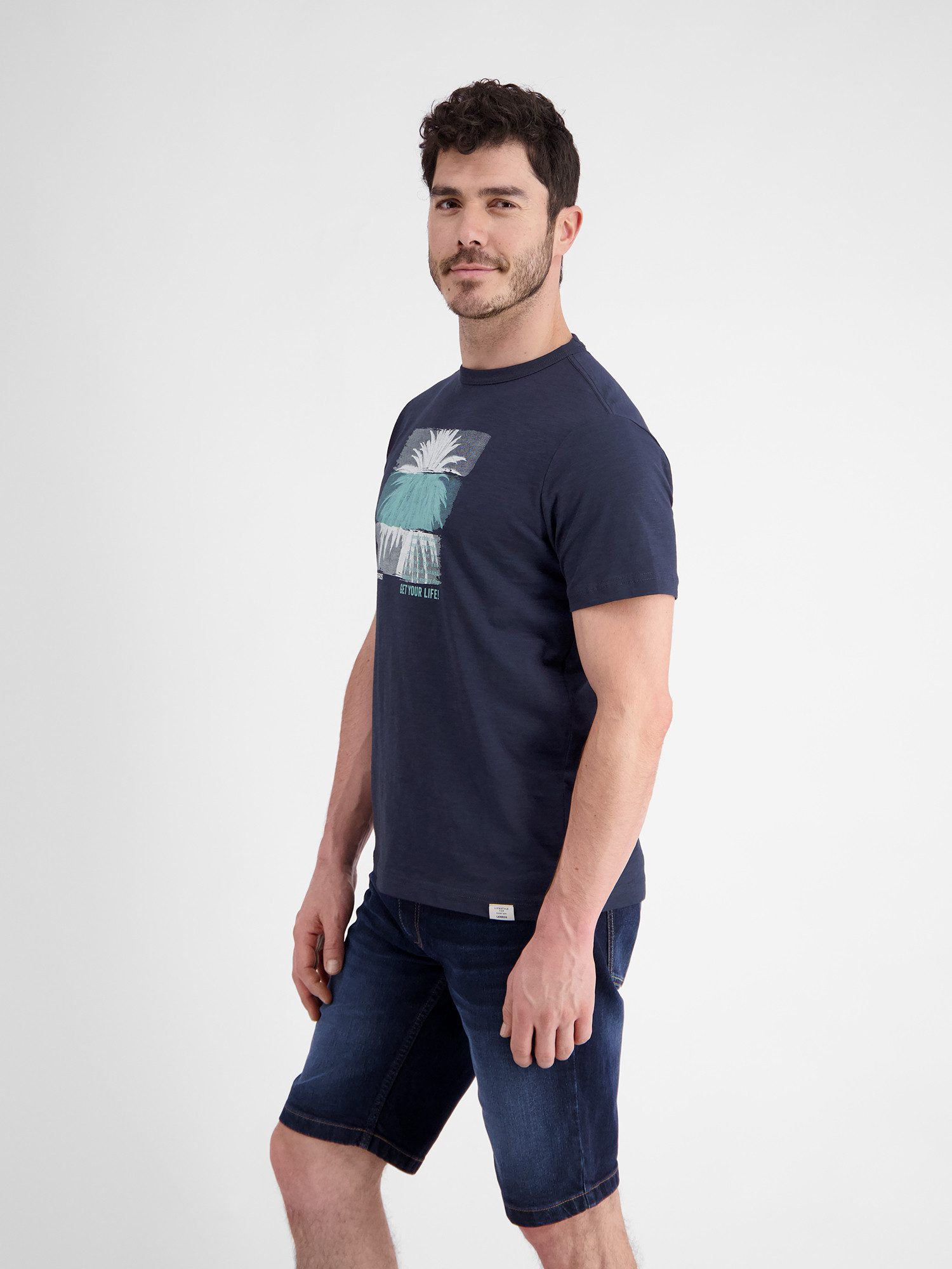 Lerros T-shirt LERROS ronde hals T-shirt met fotoprint