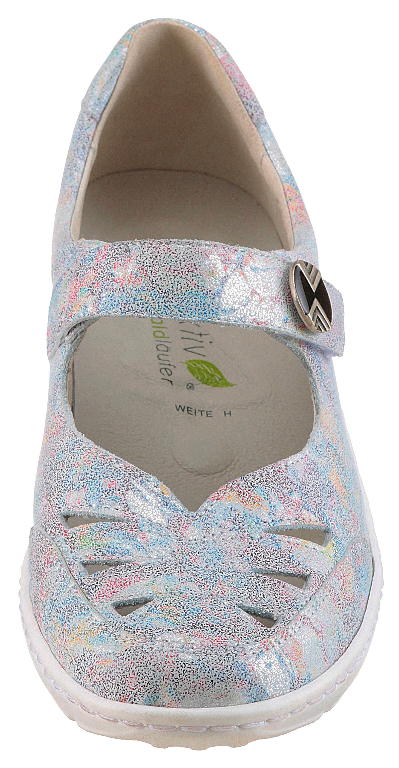 Waldläufer Ballerina's met riempje Henni , lage schoen, comfortabele schoen, perforaties, comfortabele breedte h (= zeer breed)