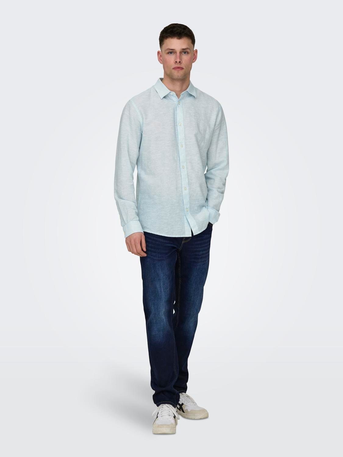 ONLY & SONS Overhemd met lange mouwen ONSCAIDEN LS SOLID LINEN SHIRT NOOS