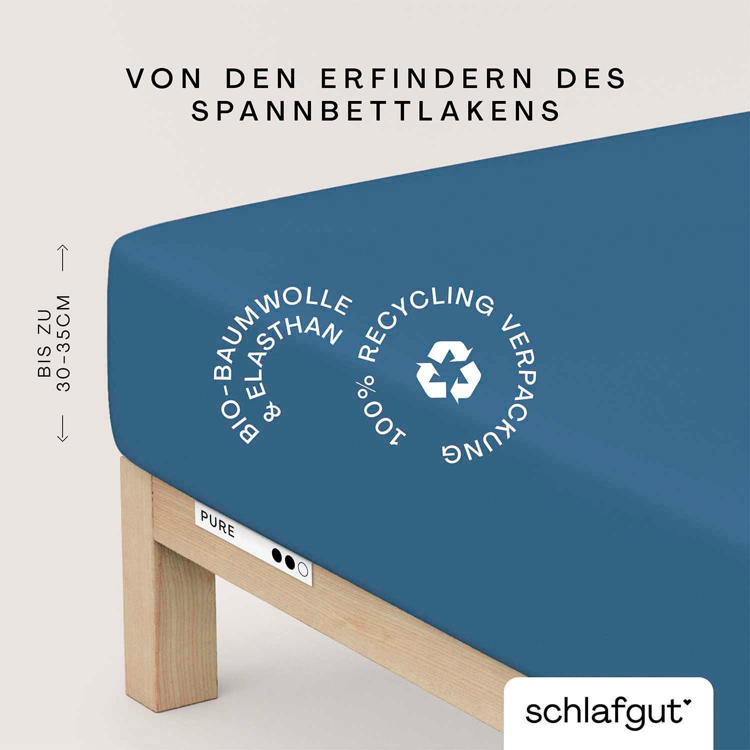 Schlafgut Hoeslaken PURE biologische katoen met elastaan, rekbaar en ondoorzichtig, strak, bedlakens (1 stuk) hoeslakens maat 90-100 cm x 190-220 cm