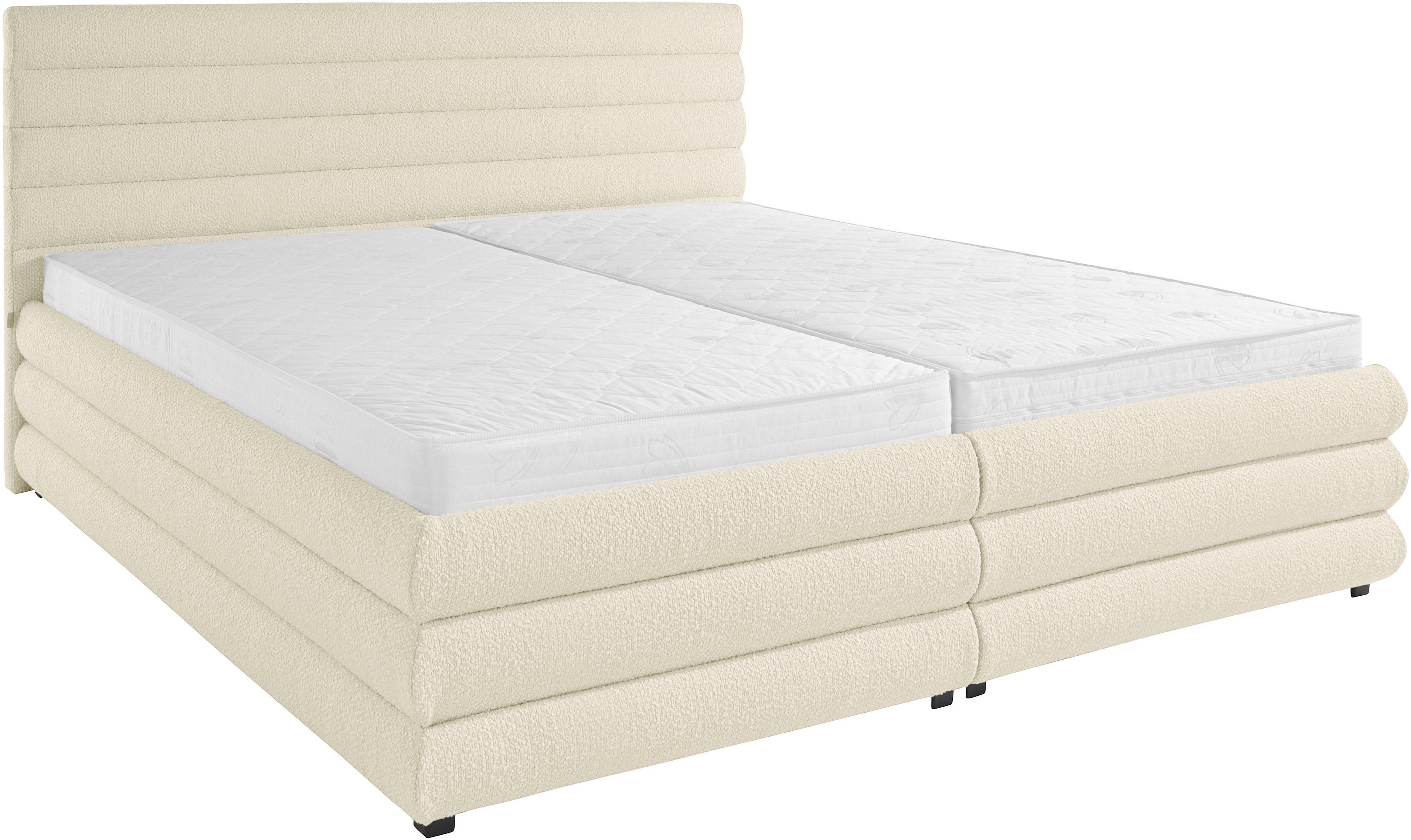 LeGer Home by Lena Gercke Gestoffeerd bed Maylis bouclé naar keuze met en zonder matras en lattenbodem, ook in 200 cm breedte