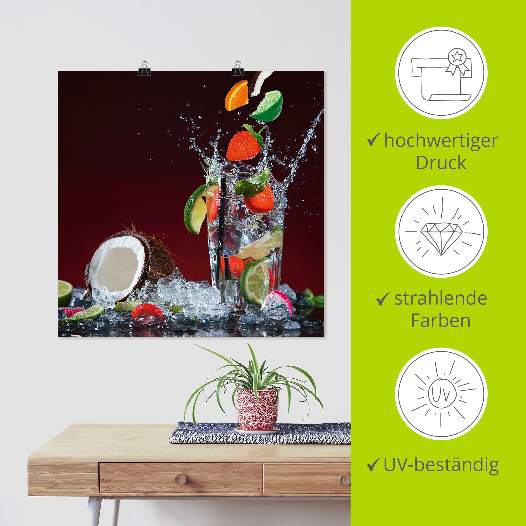 Artland Poster Verse fruitcocktail II als artprint op linnen, muursticker of poster in verschillende maten