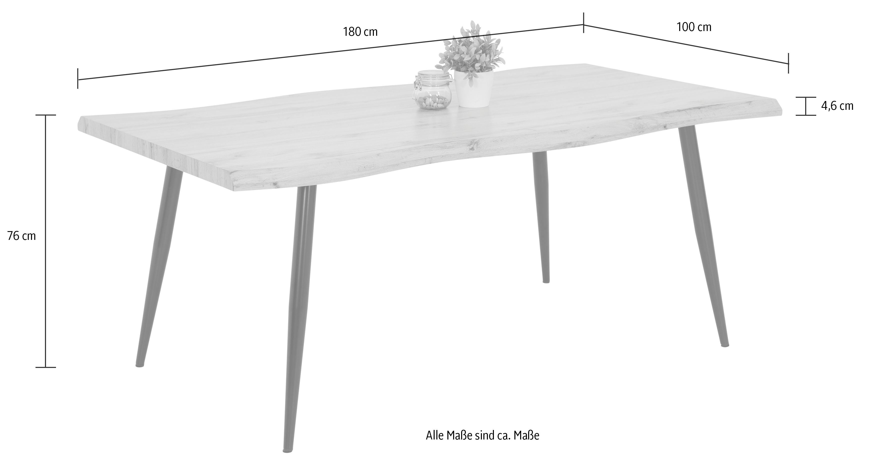 HELA Tafel met hout GABI I Schaaldelen-look (Face Up)