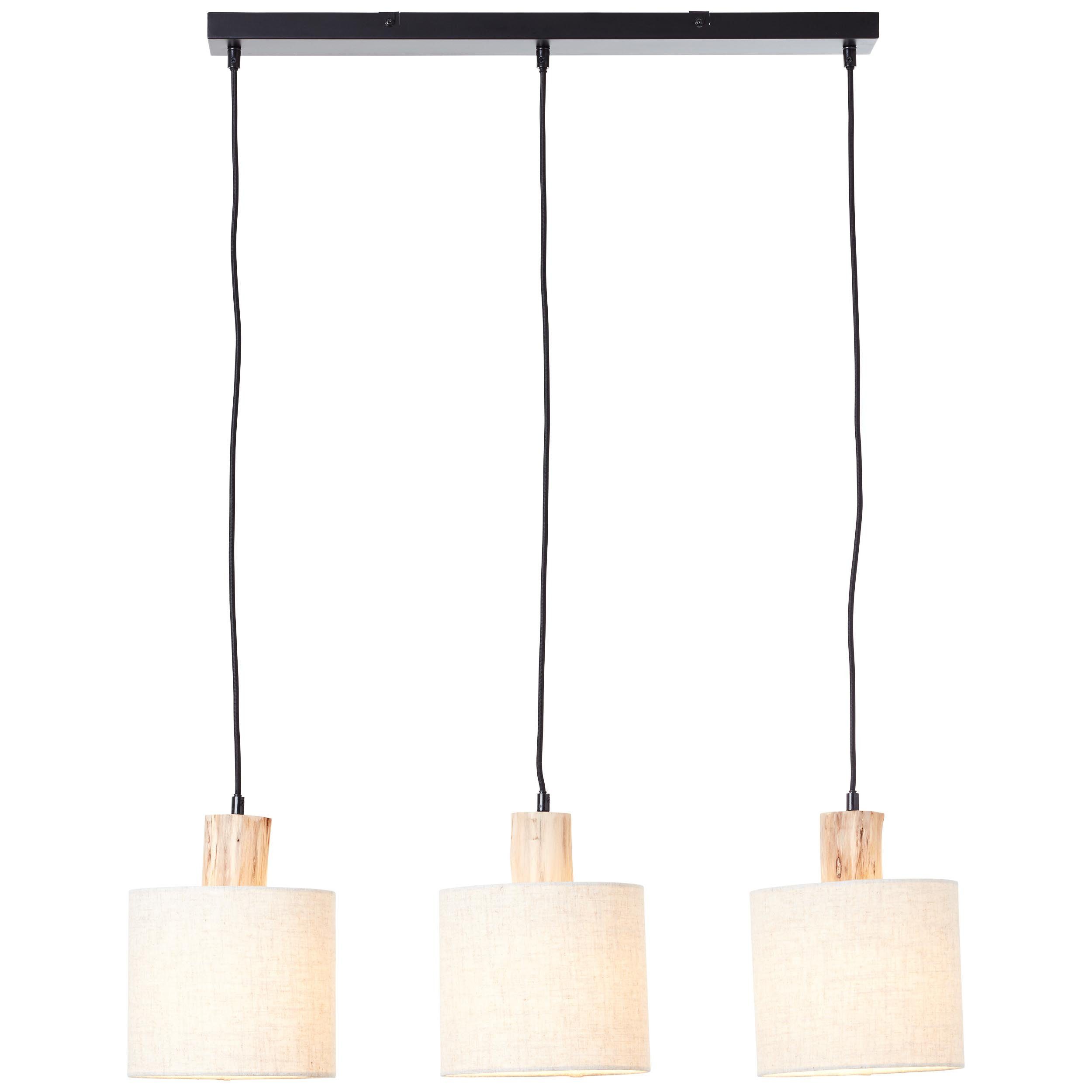 Brilliant Leuchten Hanglamp Pia Hanglamp 3 fittingen balk zwart/naturel (1 stuk)