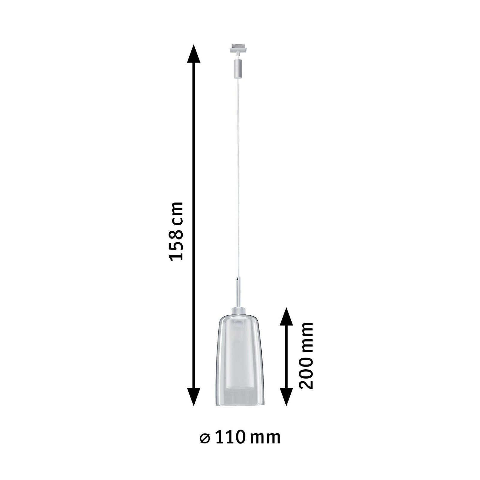 Paulmann Railsysteem-lampen URail Hanglamp Arido II GU10 560lm 5W 2700K 230V Chroom mat, Helder, Satin (1-delig)