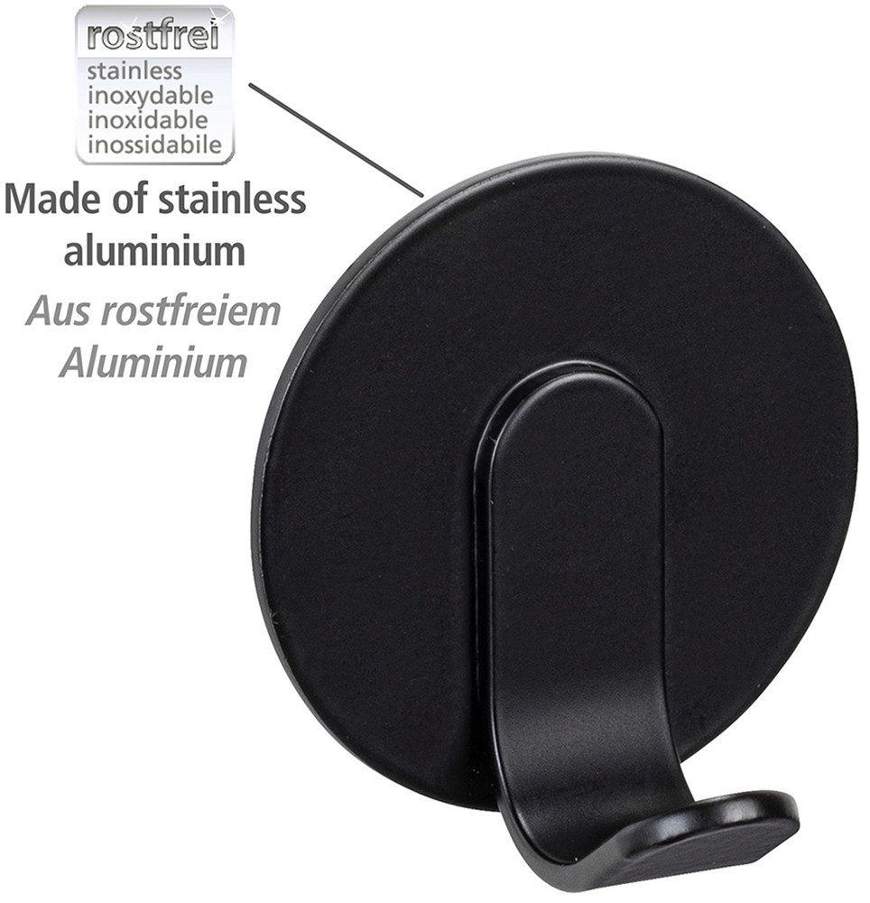 WENKO Wandhaak Turbo-Loc® model Uno Bivio Plakhaak van aluminium voor badkamer en gasten-WC, bevestiging zonder boren (set, 3 stuks)