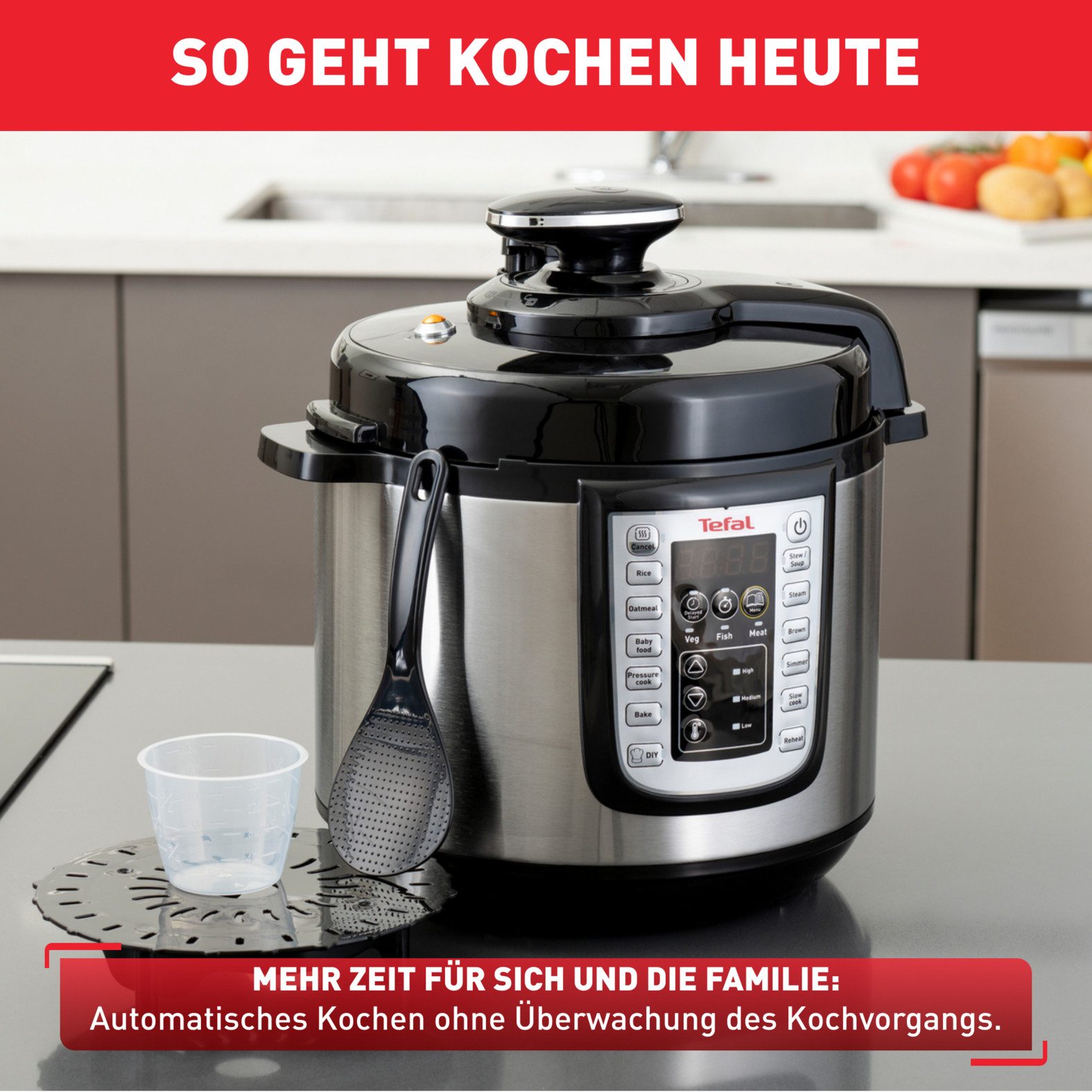 Tefal Multi-cooker CY505E Fast & Delicious elektrische snelkookpan, 25 programma’s, 6l capaciteit, inclusief receptenboek