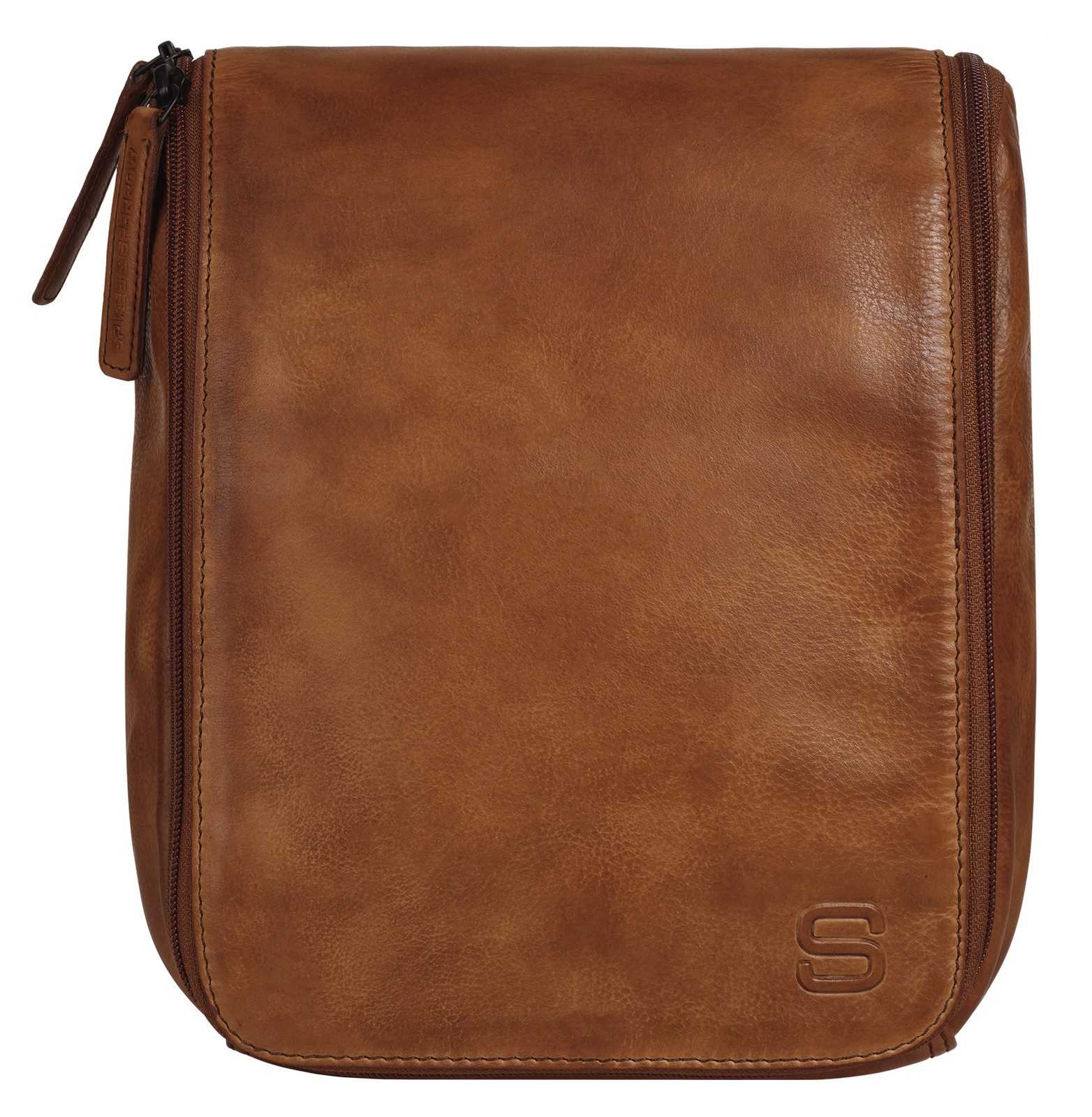 Spikes & Sparrow Toilettas echt leder unisex tassen bruin
