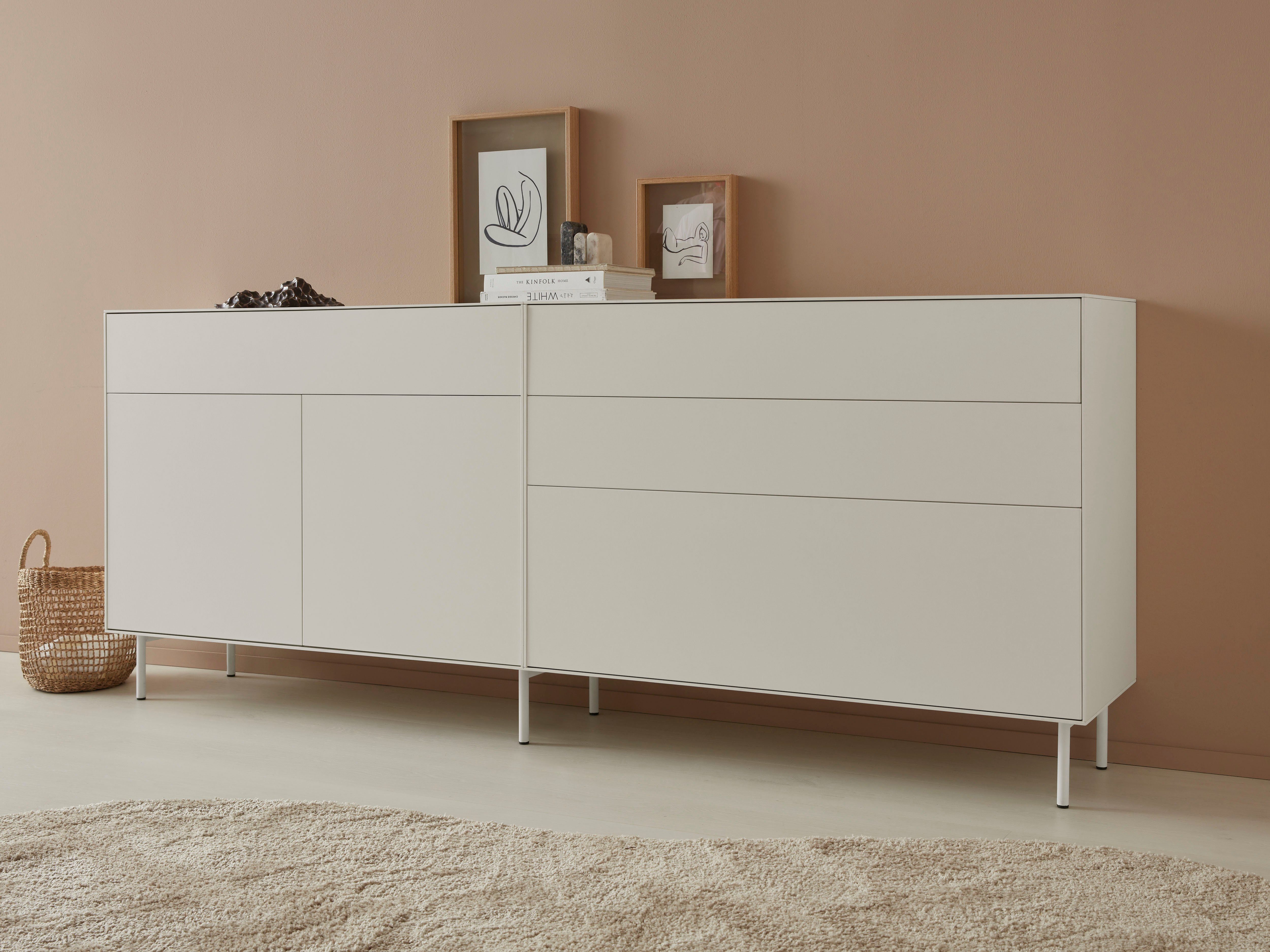 LeGer Home by Lena Gercke Dressoir Essentials Breedte: 224 cm, MDF gelakt, push-to-open-functie (2 stuks) dressoirs wit