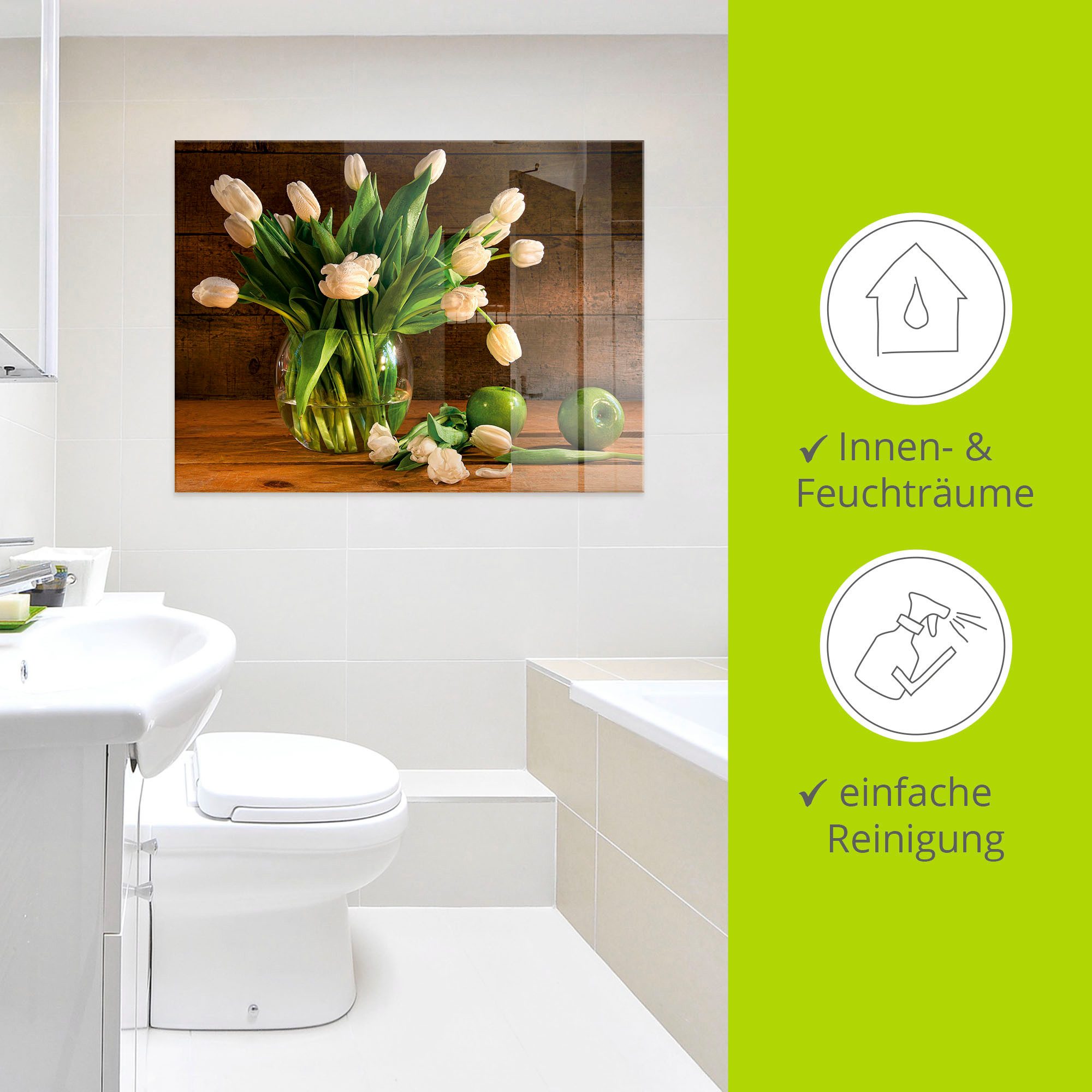 Artland Print op glas Tulpen in glazen vaas in verschillende maten