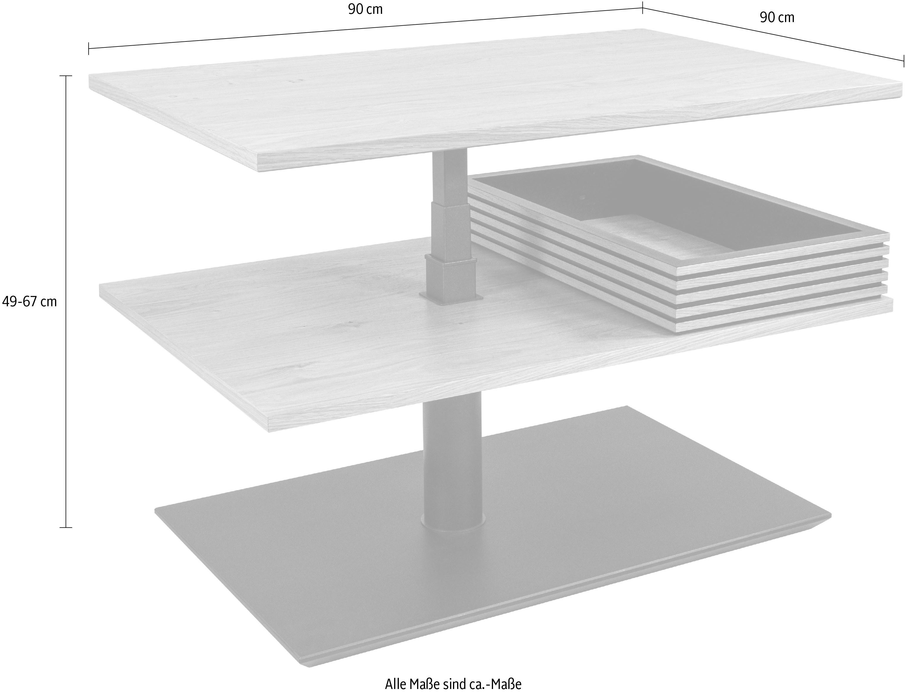 Vierhaus Salontafel traploos in hoogte verstelbaar via hydro-lift, plank