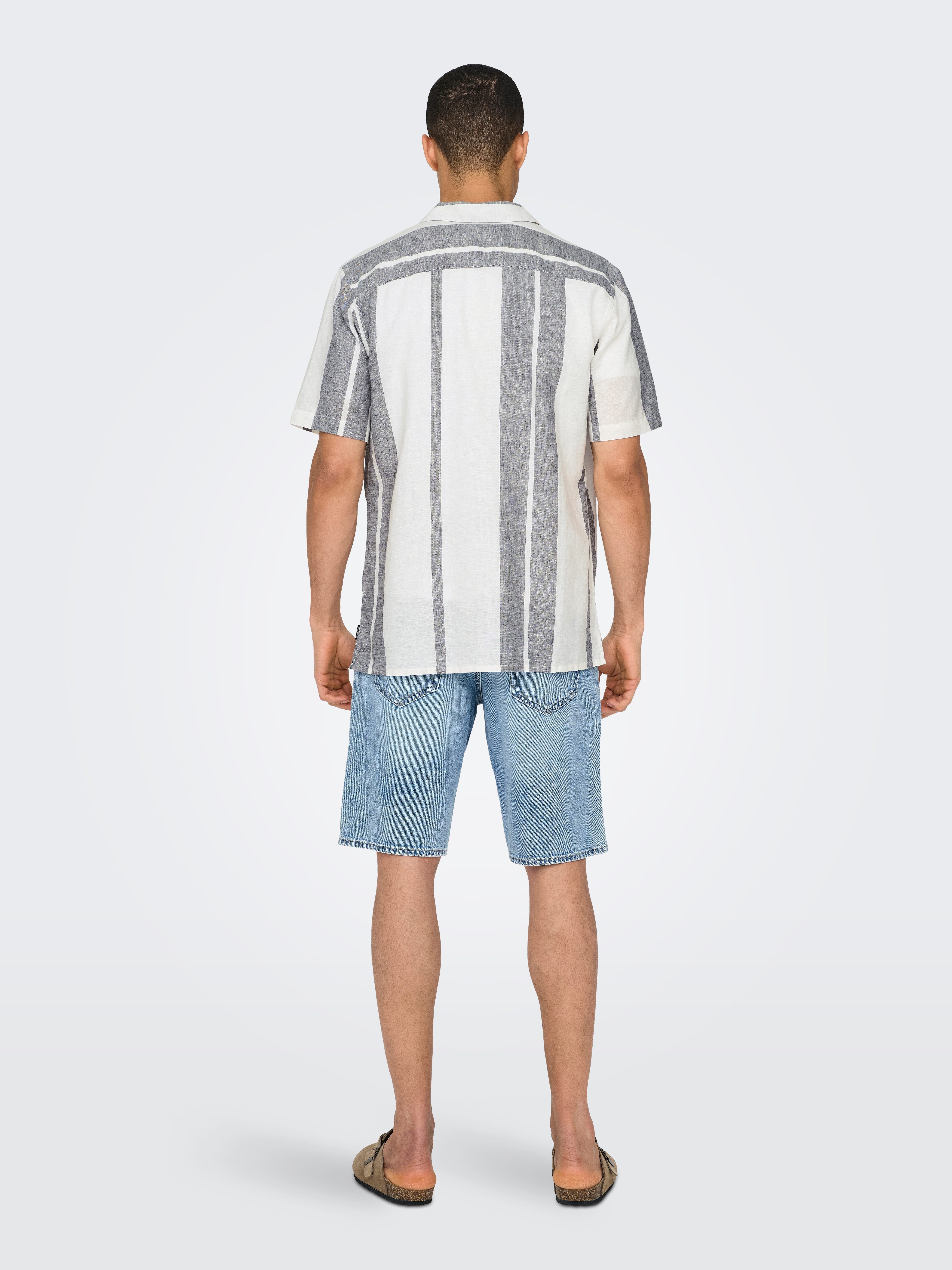 ONLY & SONS Overhemd met korte mouwen ONSCAIDEN SS STRIPE LINEN RESORT NOOS