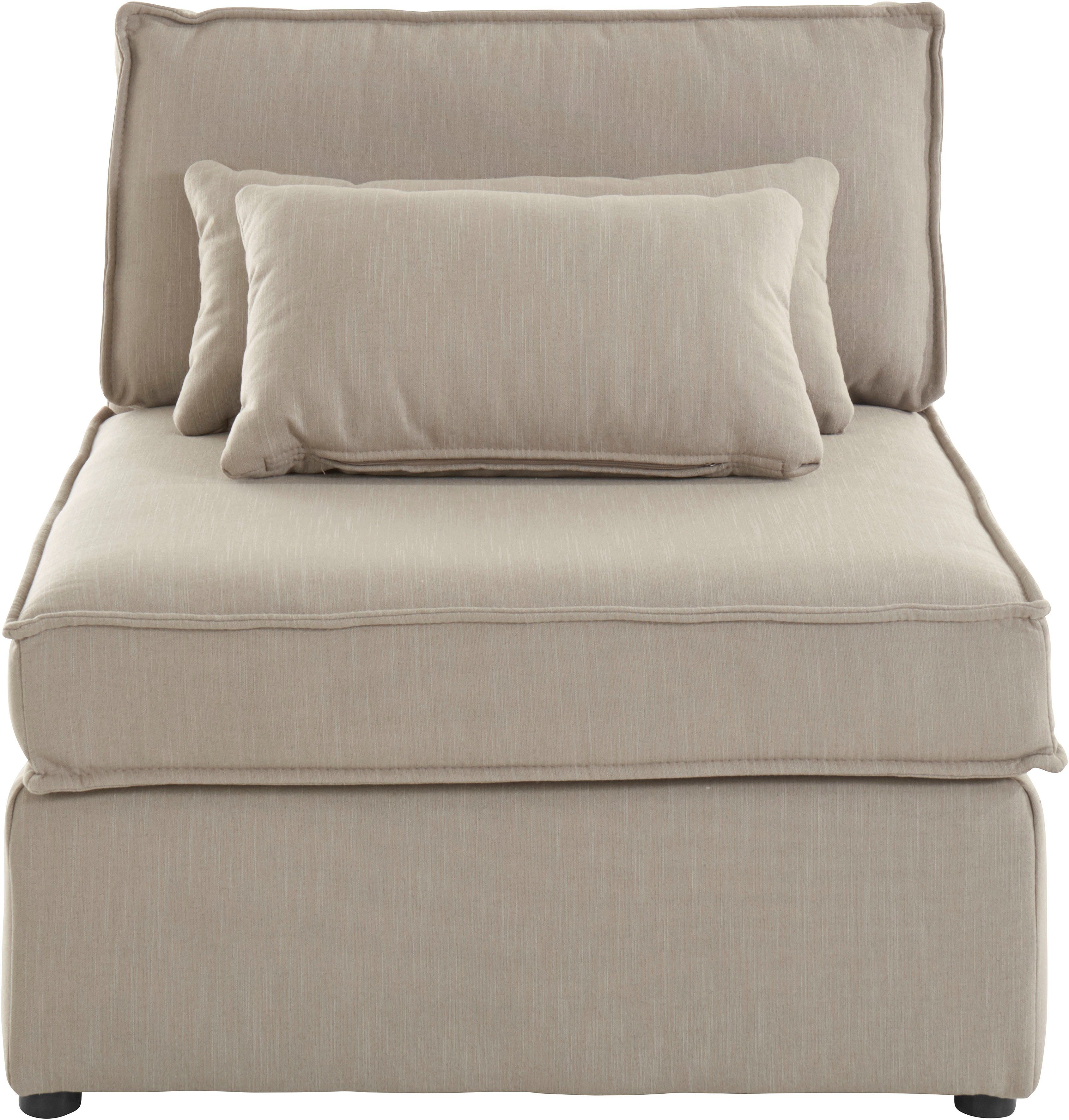RAUM.ID Bank-middenelement Florid als deel van een modulaire bank, stevig zitcomfort, ook in cord