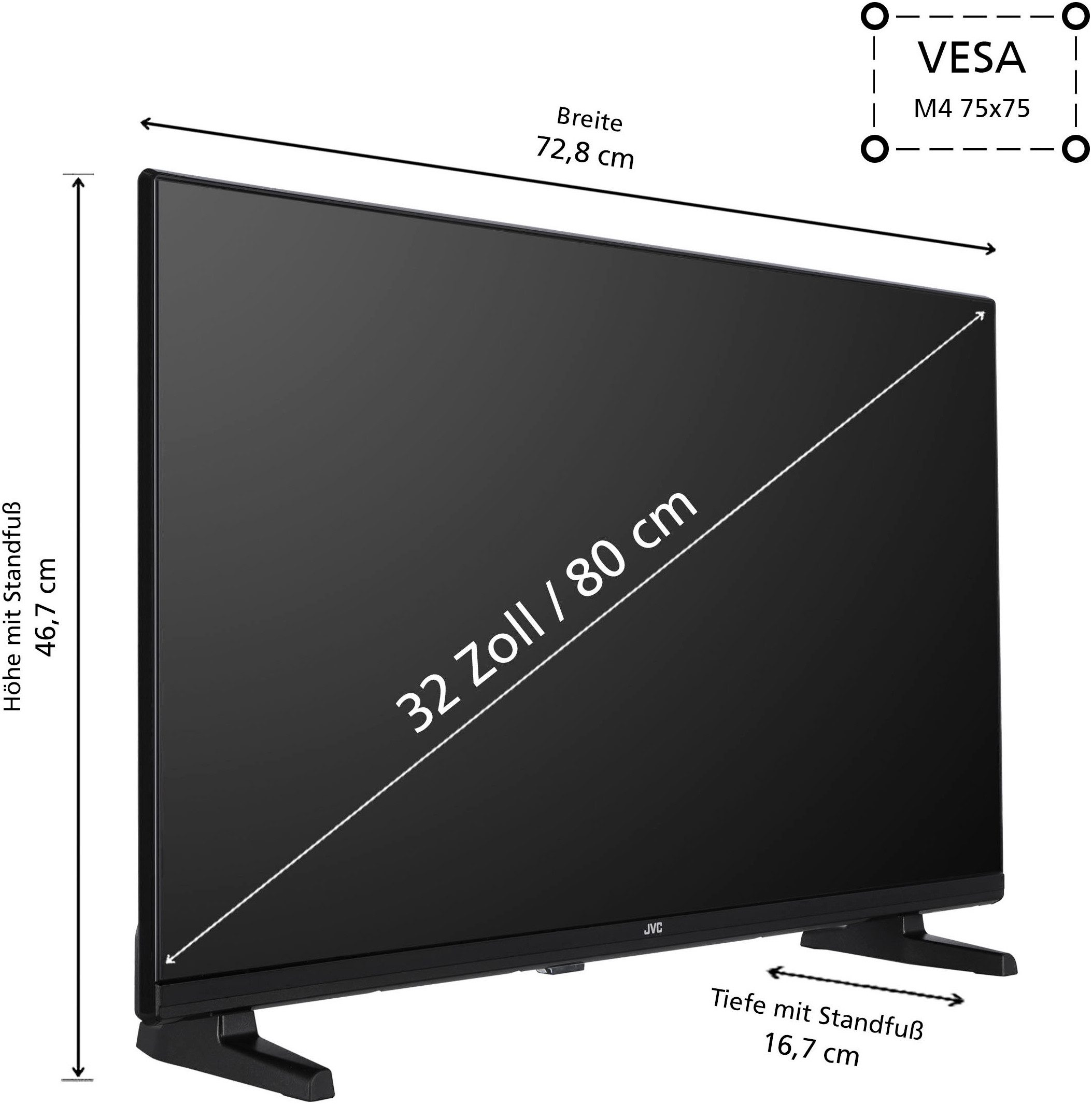 JVC LCD-led-TV LT-32VAH3355, 80 cm / 32", HD, Android TV - Smart TV