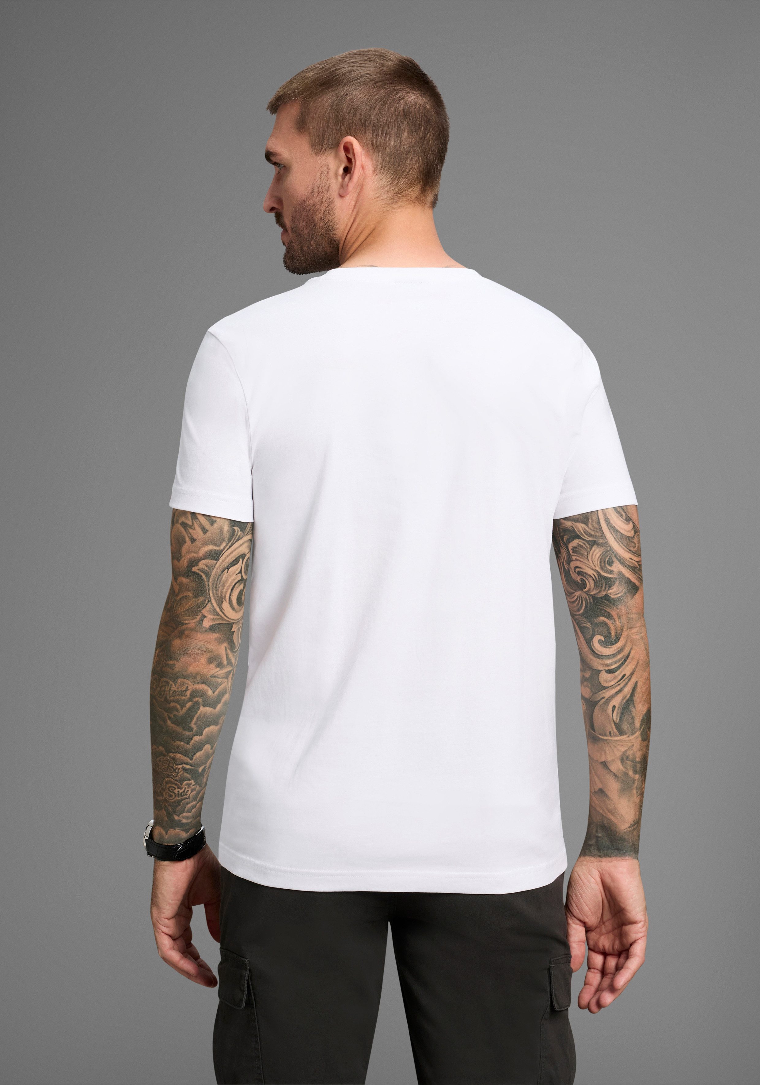Bruno Banani T-shirt korte mouwen, smal gesneden, ronde hals