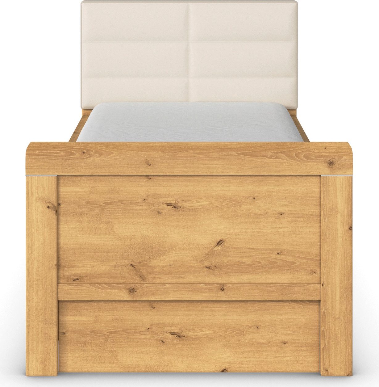 rauch Ledikant met bergruimte Bed Eenpersoons Stollenbed Bedkasten EVELYN in comfortabele hoogte met gestoffeerd hoofdeinde en lades made in germany