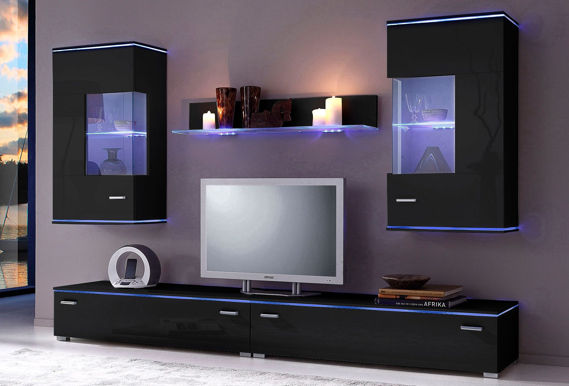 Höltkemeyer Wandmeubel Happy (set, 5-delig) tv-wandmeubels zwart