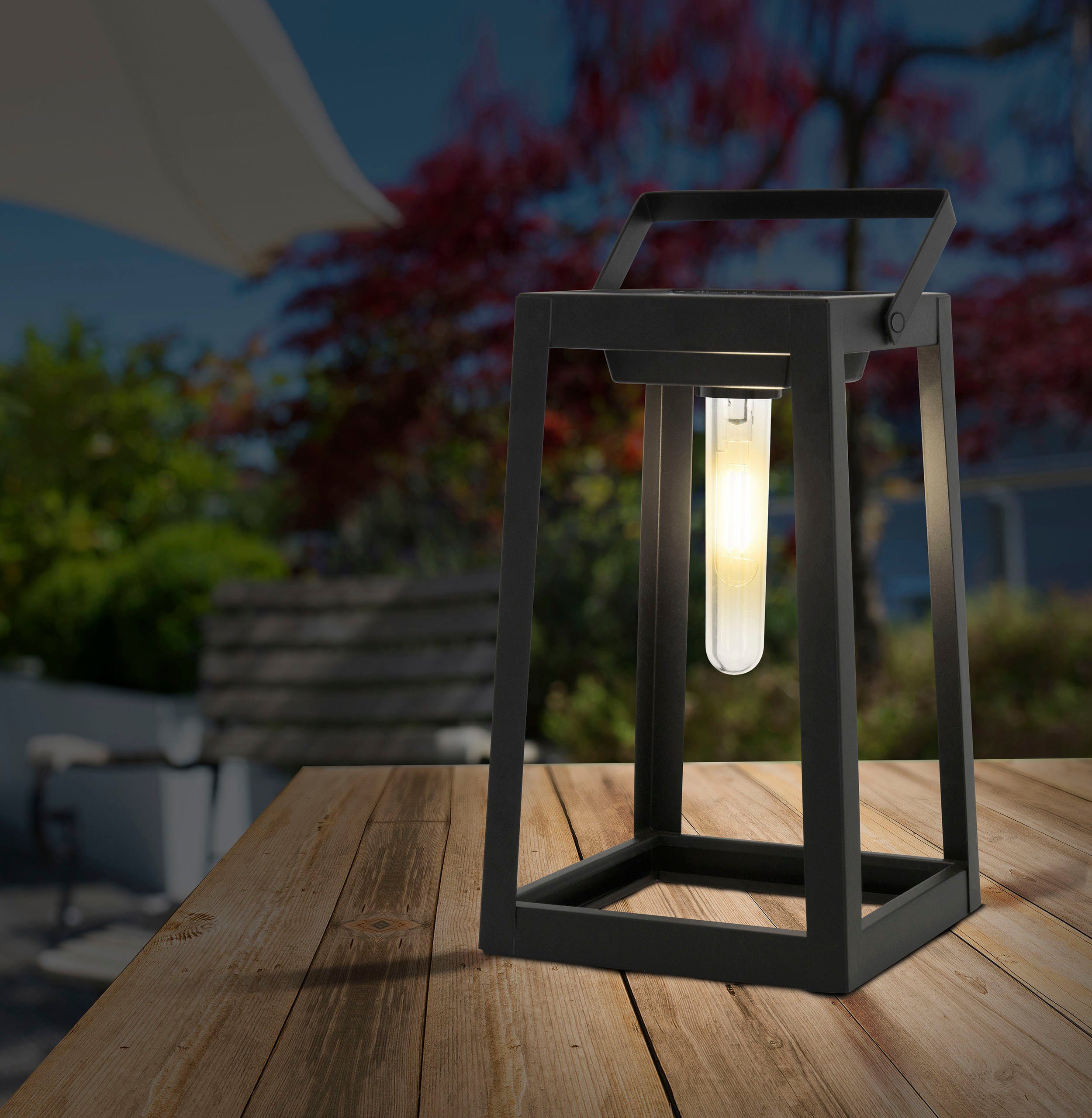 näve Ledsolarlamp Camping incl. 1x led warmwit, met handvat, zwart, h: 25,5 cm (1 stuk)