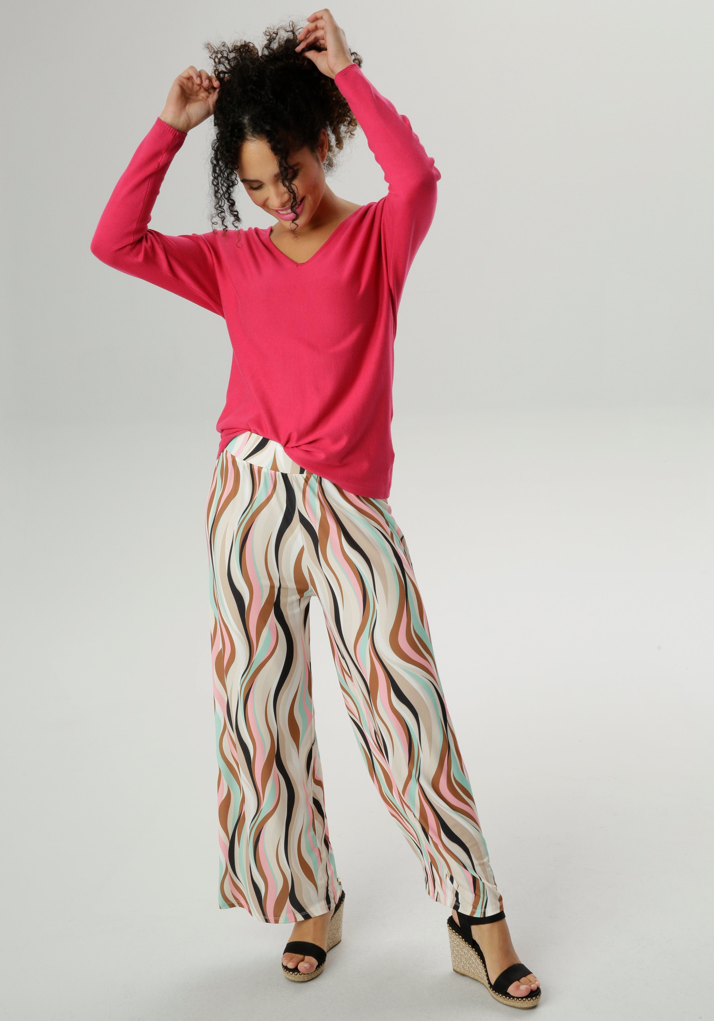 Aniston SELECTED Trui met V-hals in oversized-look